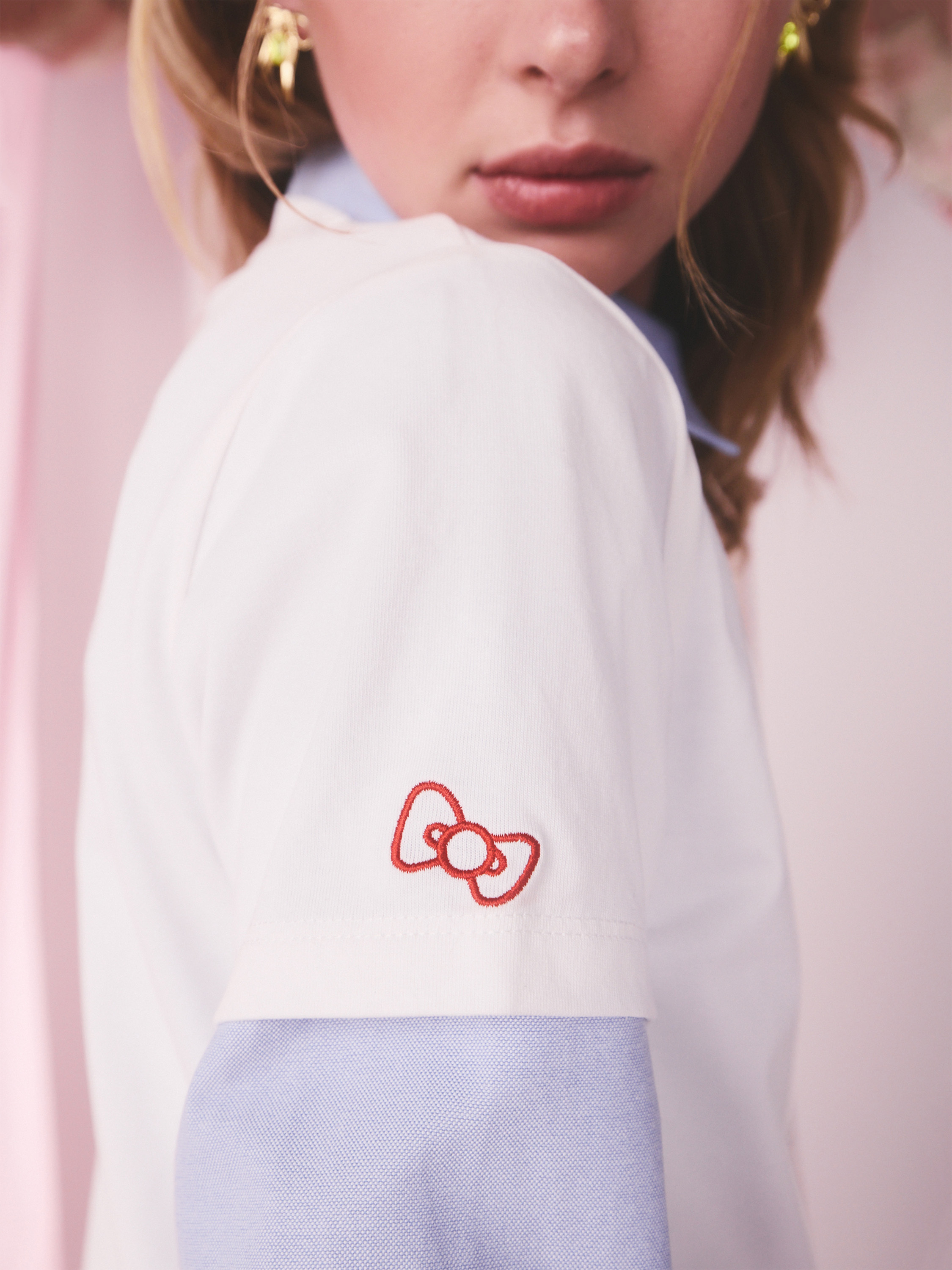 Cath Kidston × Hello Kitty 基本款T-shirt (Hello Kitty Gingham Provence White)