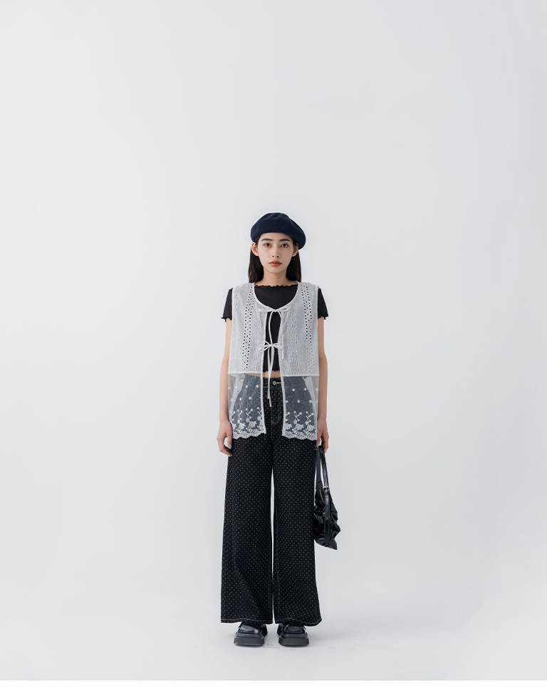 Mesh cutout openwork strap cover-up vest【01099744】in stock+pre-order