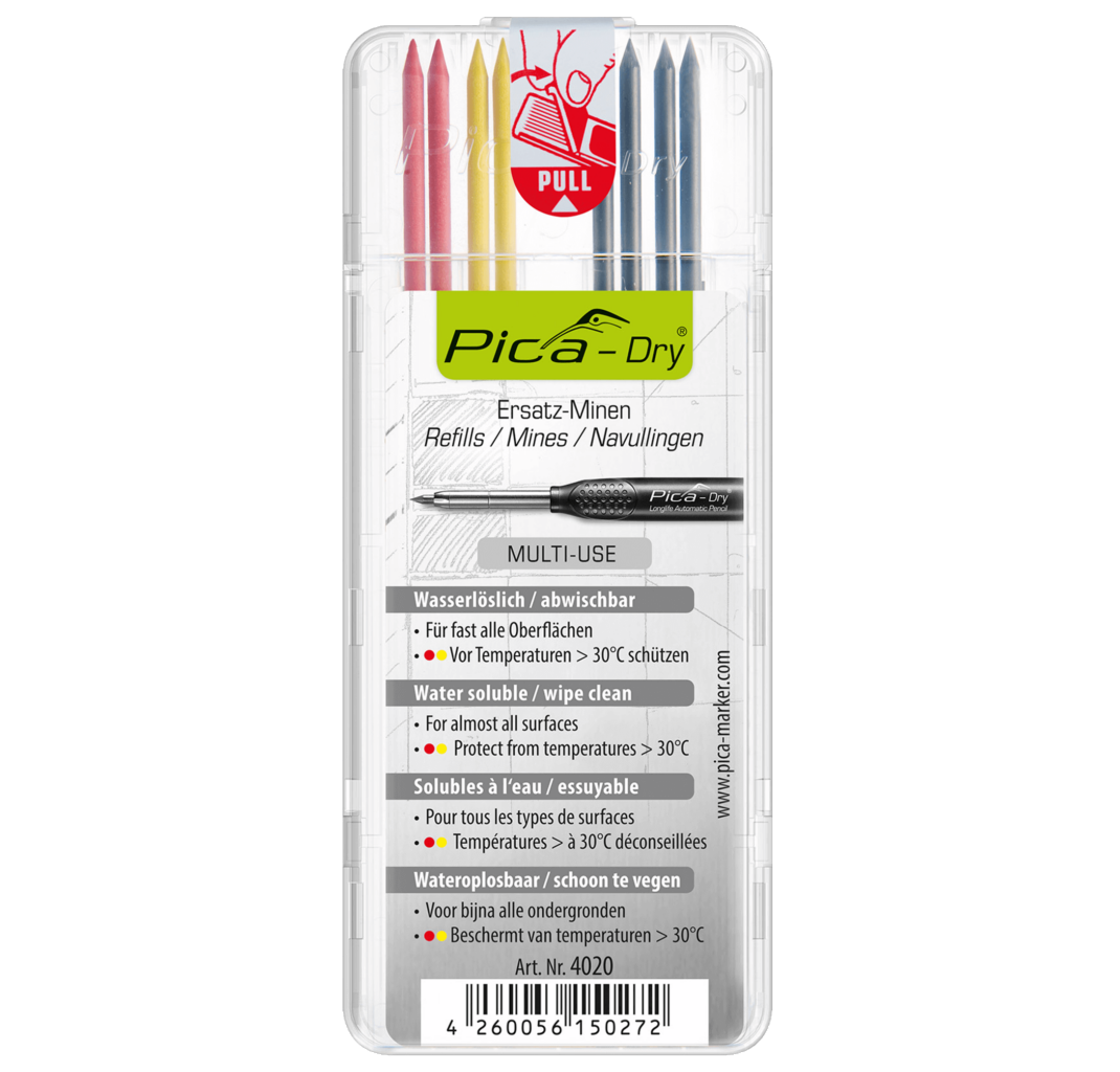 Pica 4020/SB 2.8mm 工程記號筆芯 (2紅/ 2黃/ 4黑)