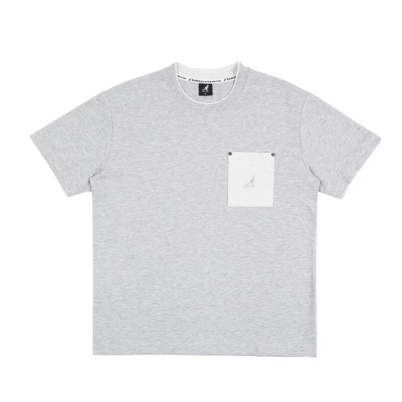 男女款 KANGOL TEE 黑色 淺灰色 英國 袋鼠 中性 微落肩 口袋 短T【66251019】