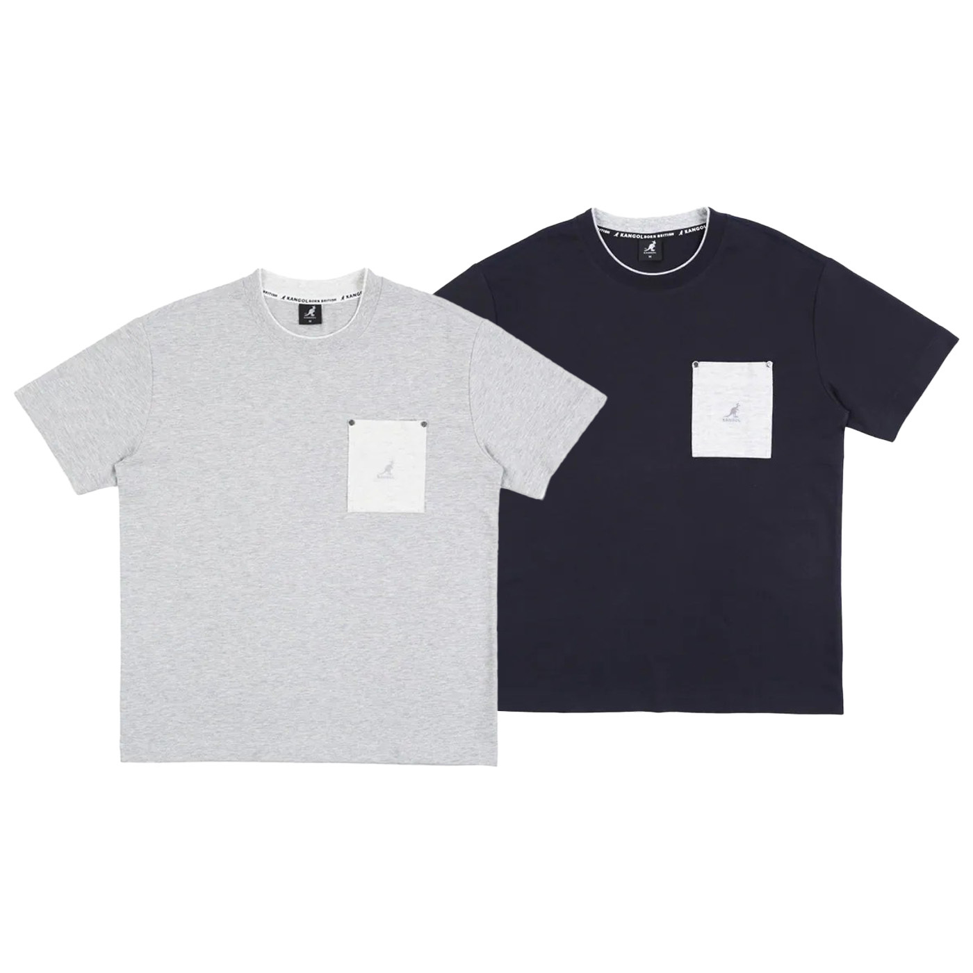 男女款 KANGOL TEE 黑色 淺灰色 英國 袋鼠 中性 微落肩 口袋 短T【66251019】