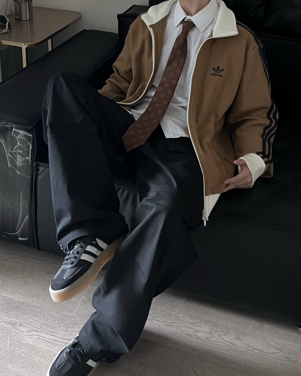 Adidas 華夫格外套 金珉奎/邊伯賢同款 泰奶棕