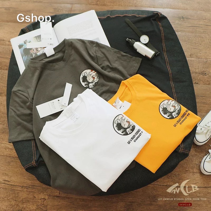 【Gshop.】日系寬鬆印花短袖T恤｜美式復古情侶T