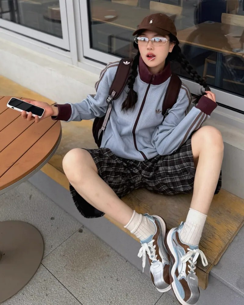 ADIDAS 華夫格 立領外套 霧藍