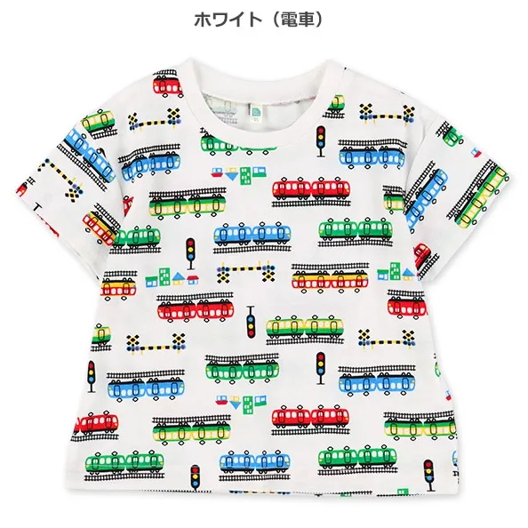 【西松屋】色彩鮮豔的電車・汽車圖案短袖T恤