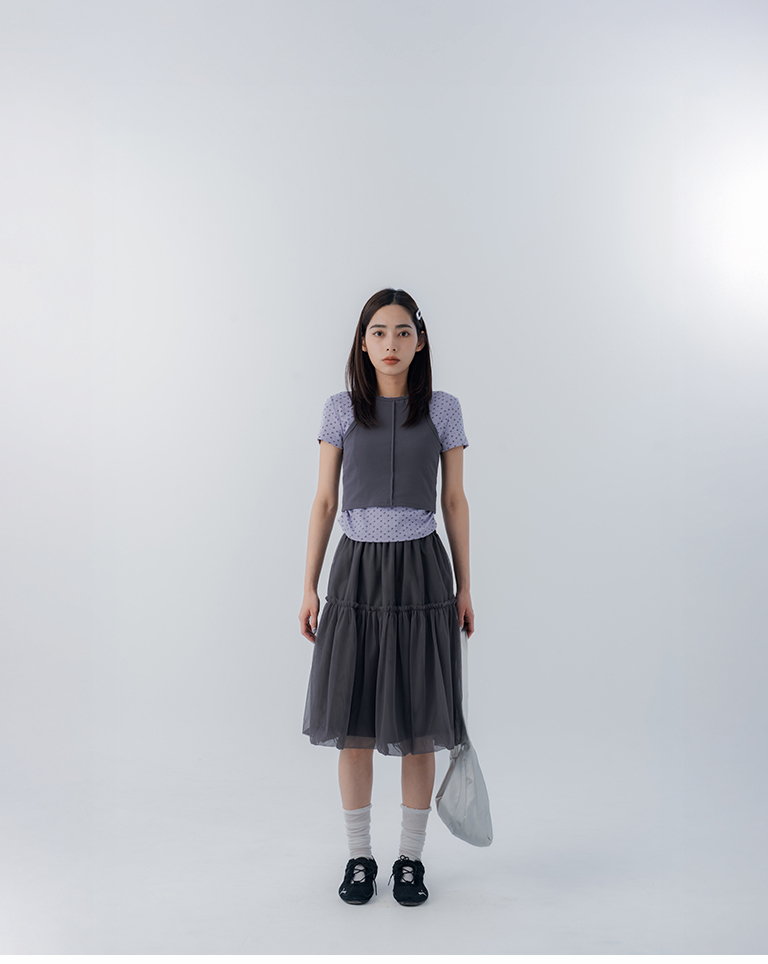 Double-layered mesh spliced ??balloon skirt, available in three colors【03010955】in stock+pre-order