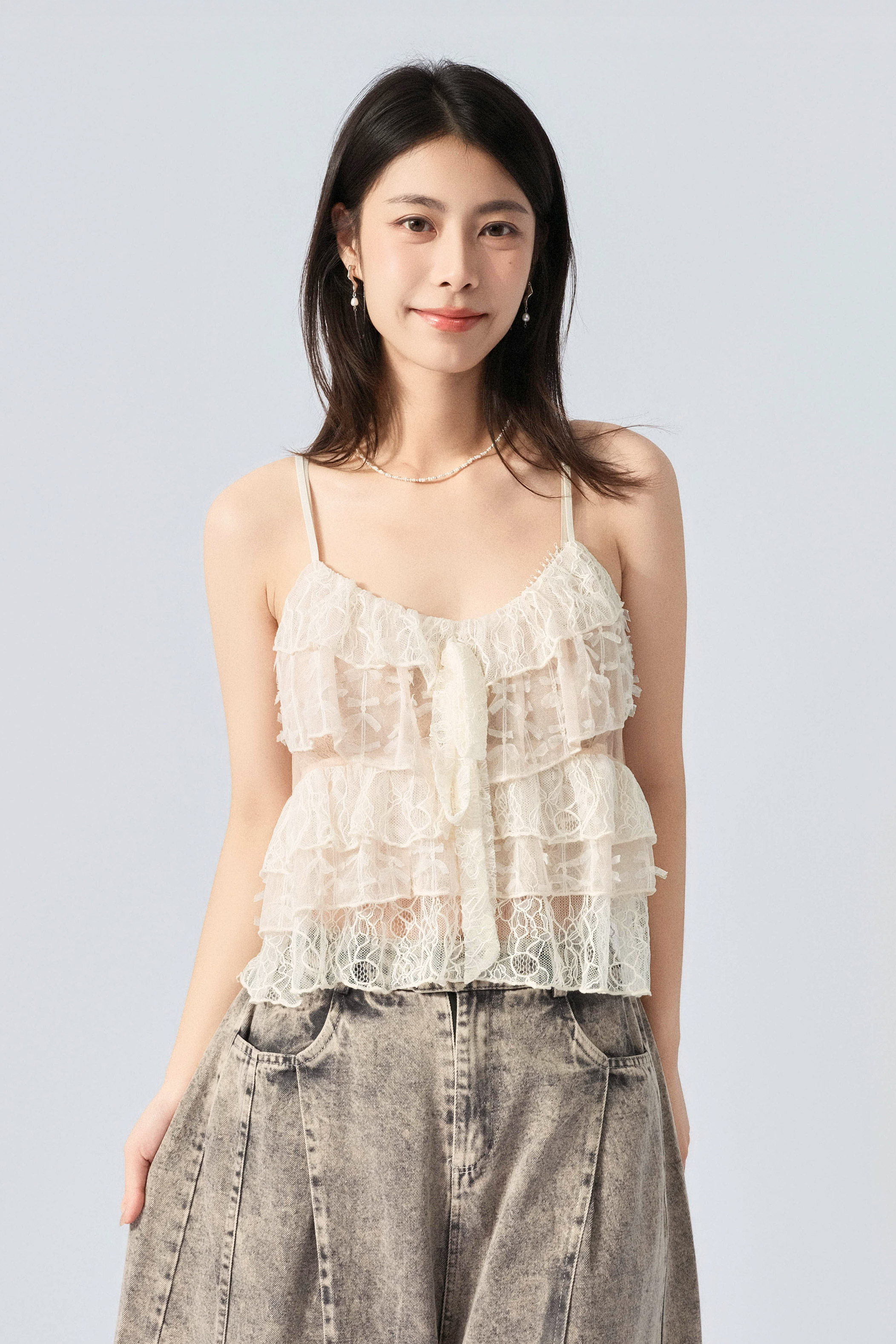網紗蕾絲蛋糕吊帶背心 (預購產品）