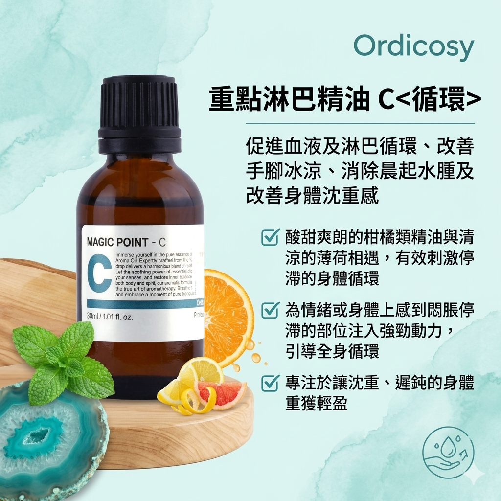 預訂7月中到【Ordicosy 重點淋巴精油30ml C (氣血循環)】