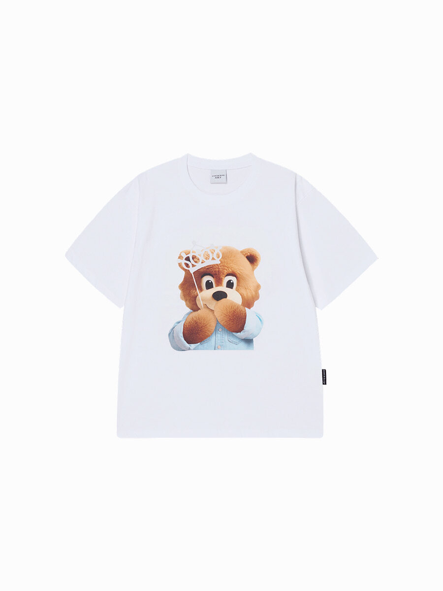 Q74 ADLV AC BEAR BABY FACE TIARA SHORT SLEEVE T-SHIRT - WHITE｜26SS-TP-SS-BF-AFT-WHT