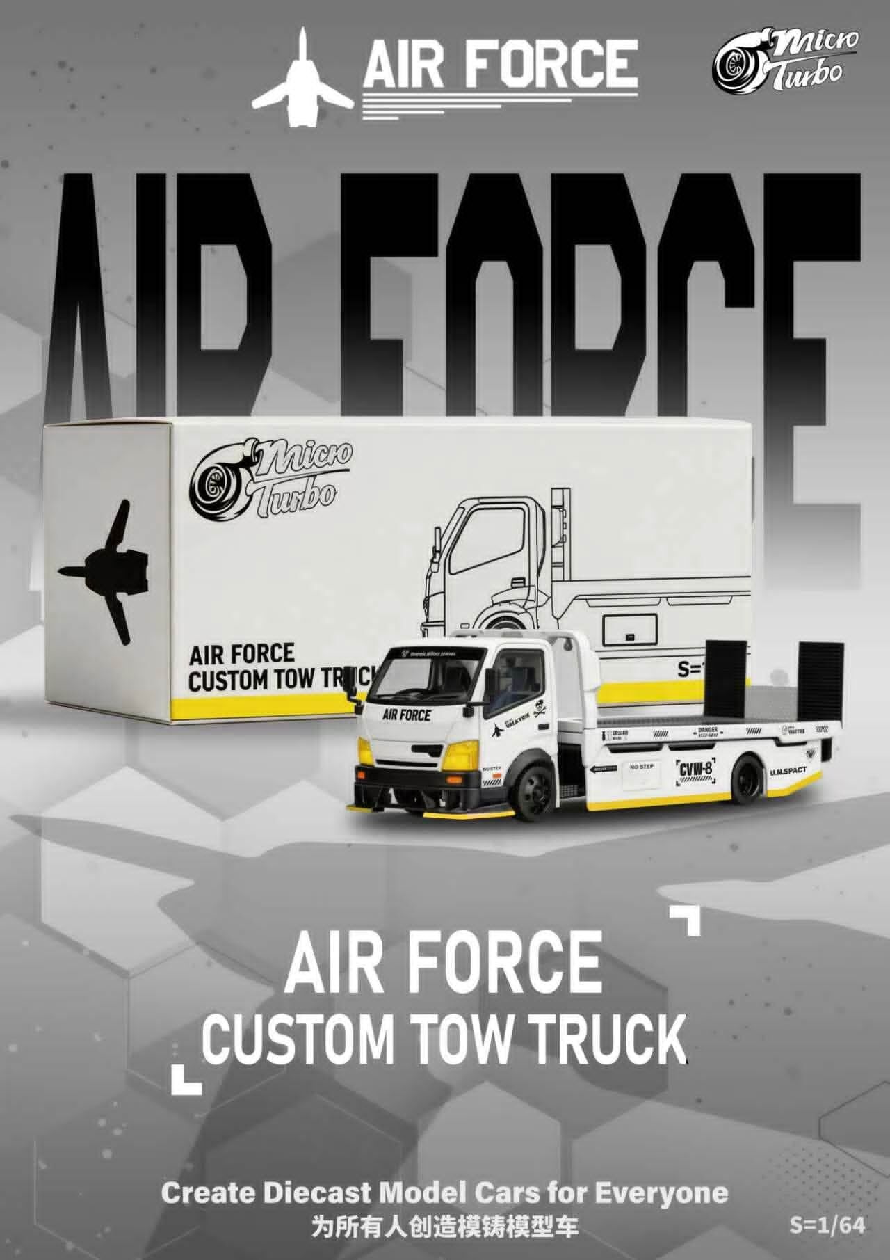 預訂:1/64 Micro Turbo Hino 300 Custom Tow Truck Air Force (MT6405B14 )