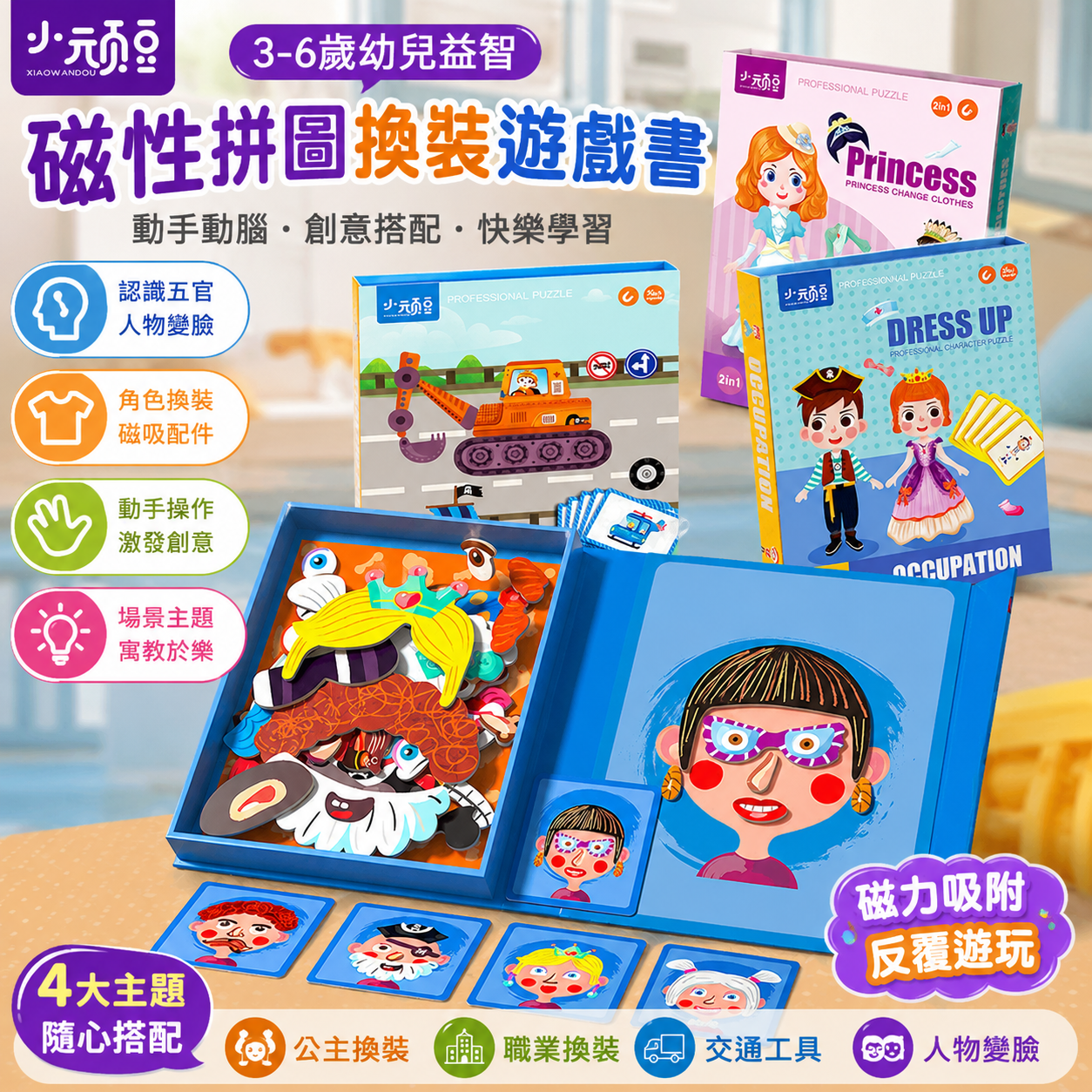 幼兒益智磁性 拚圖3到6歲 換裝磁力貼 早敎 寶寶玩具 兒童拼圖 磁性拼圖 拼圖幼兒拼圖 磁鐵遊戲書