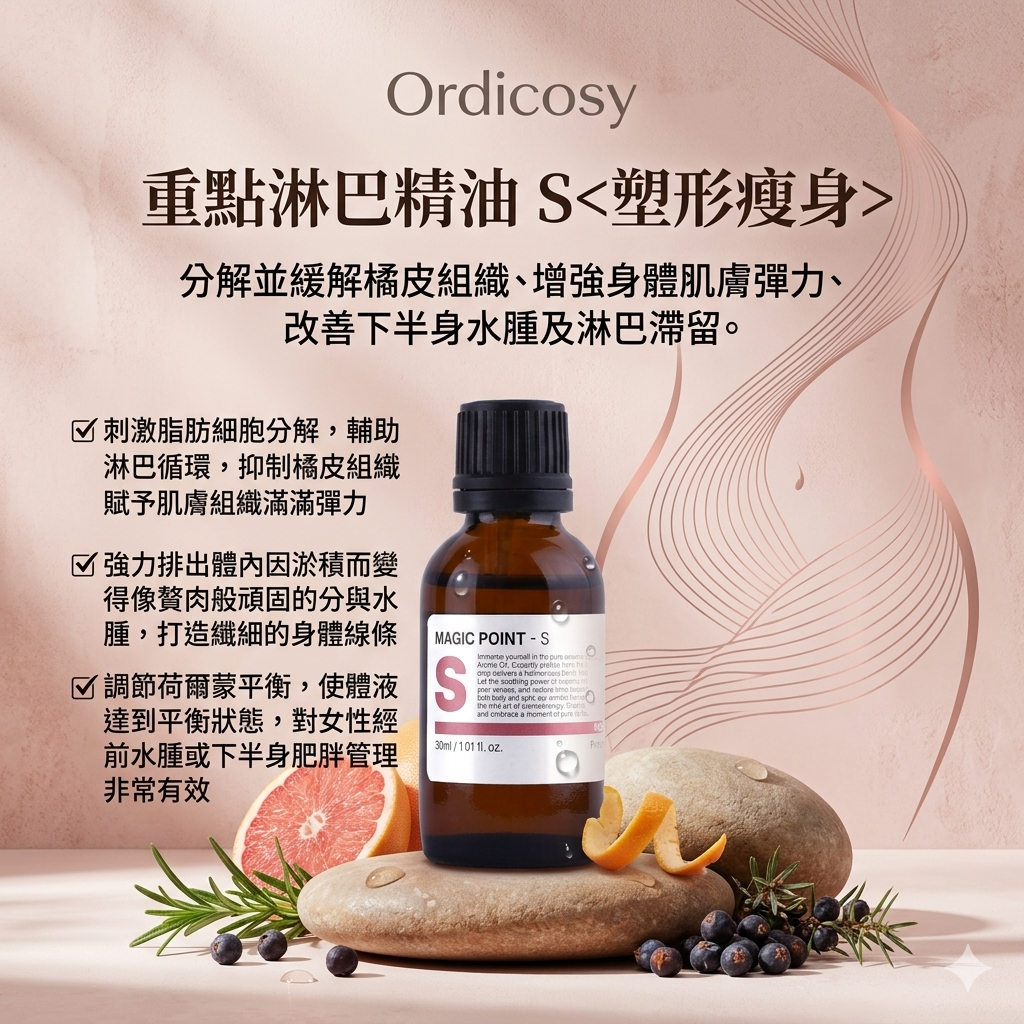 預訂7月中到【Ordicosy 重點淋巴精油30ml  S (塑形瘦身)】