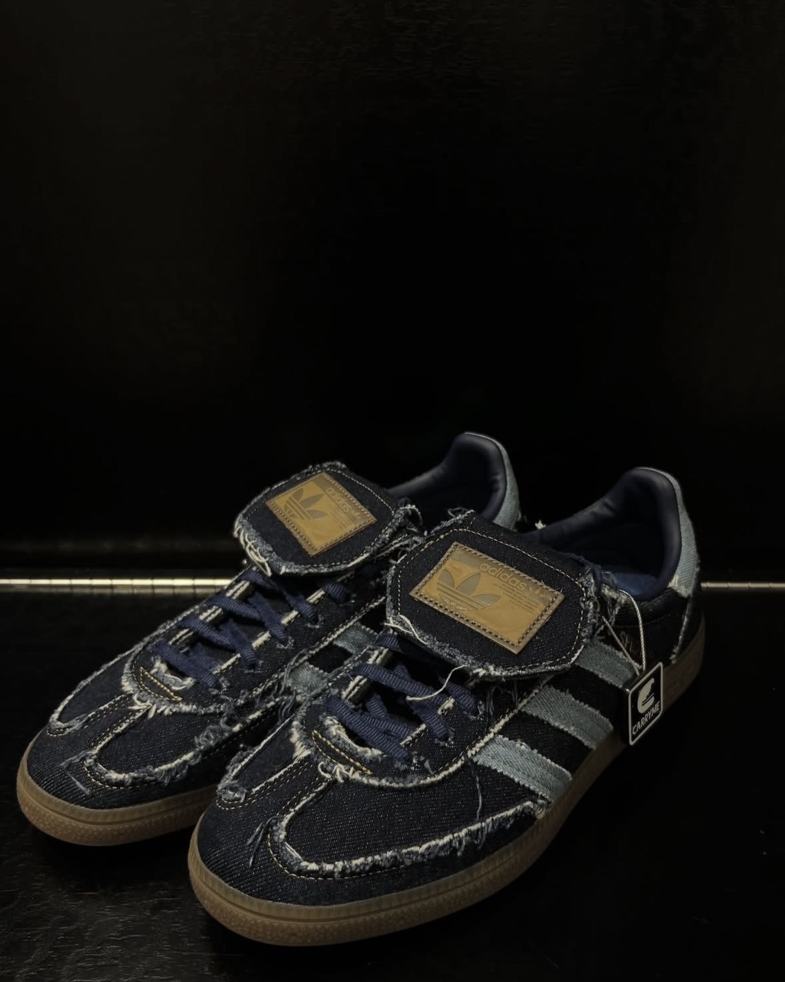 Atoms X ADIDAS HANDBALL SPEZIAL LT "DENIM" 丹寧系列 牛仔 流蘇 毛邊 藏藍 牛仔藍 男女鞋