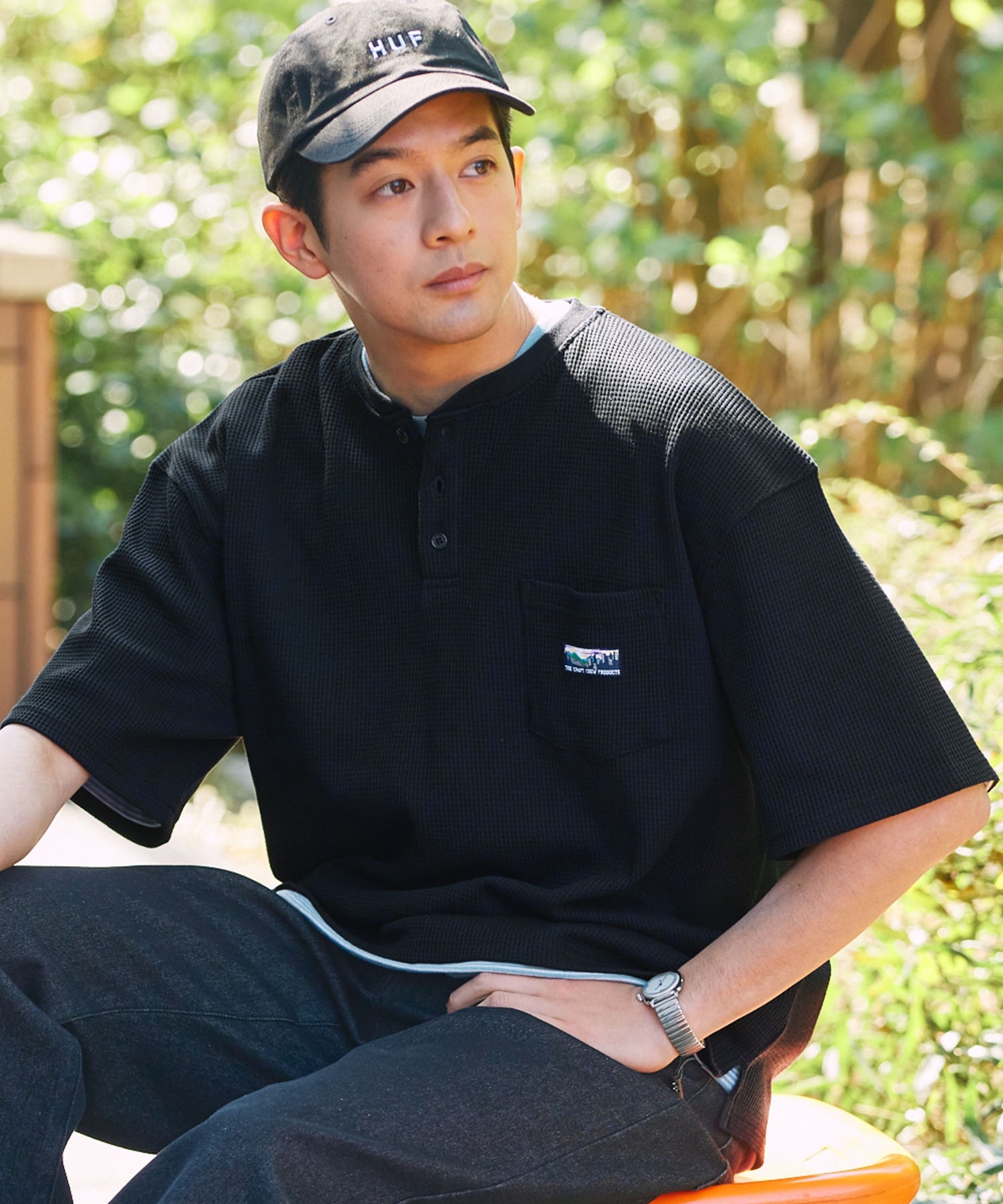 #代購 THE CRAFT CREW PRODUCTS UNNOTICE系列 涼感防曬 抗菌防臭 重磅立體華夫格 復古口袋亨利領短踢 八色
