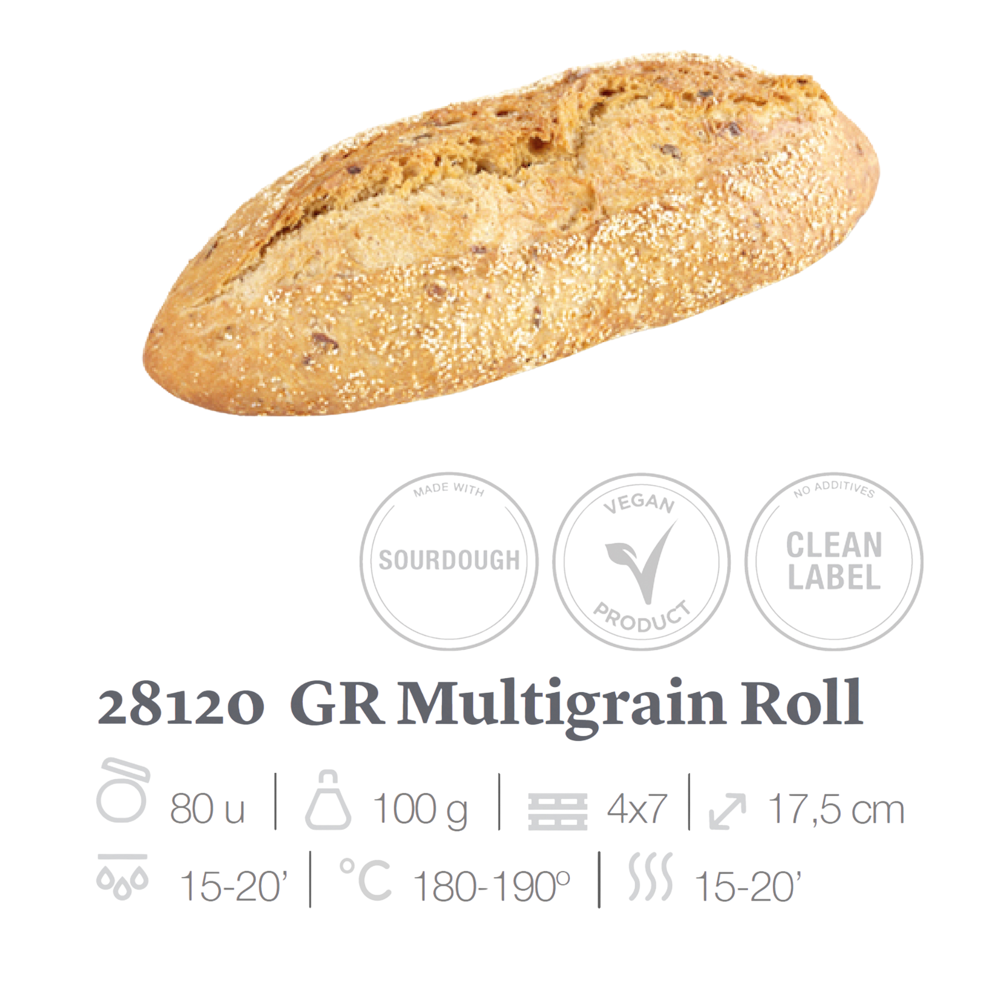 西班牙 Europastry 特級多種穀物麵包17.5cm, 3個 x 100克, 300克/包 (急凍 -18°C)