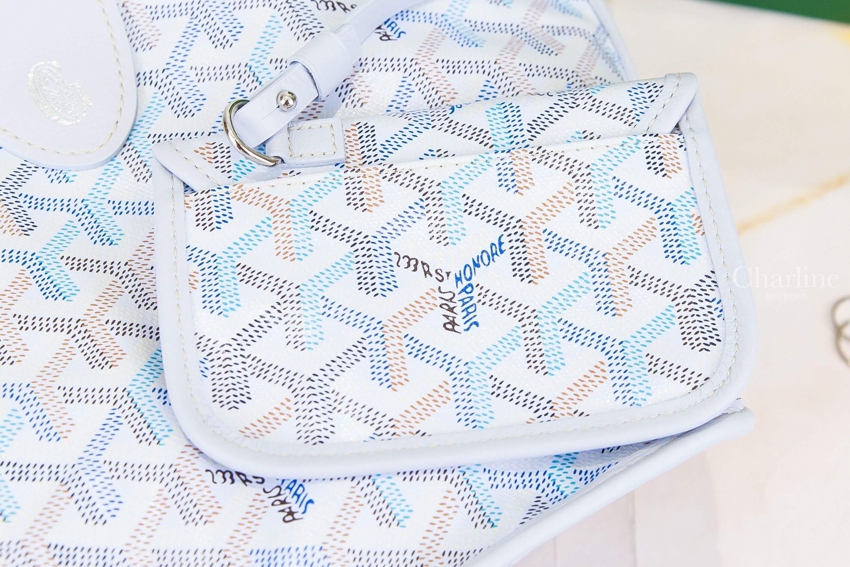 Goyard Anjou Mini Bag Multicoloured 限定色極地藍帆布小牛皮同色提把迷你無拉鍊含包夾托特包-Charline Boutique 精品代購