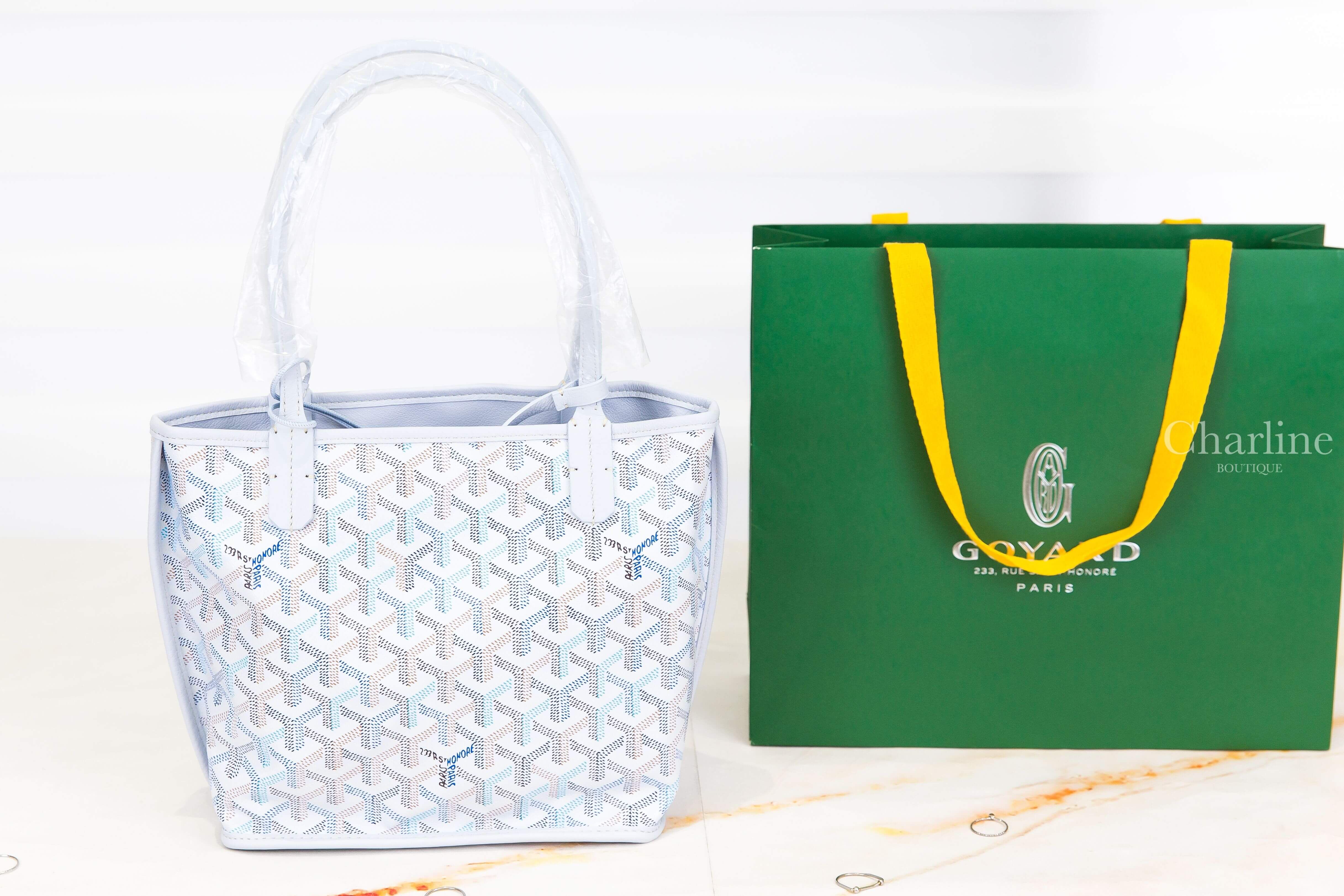 Goyard Anjou Mini Bag Multicoloured 限定色極地藍帆布小牛皮同色提把迷你無拉鍊含包夾托特包-Charline Boutique 精品代購