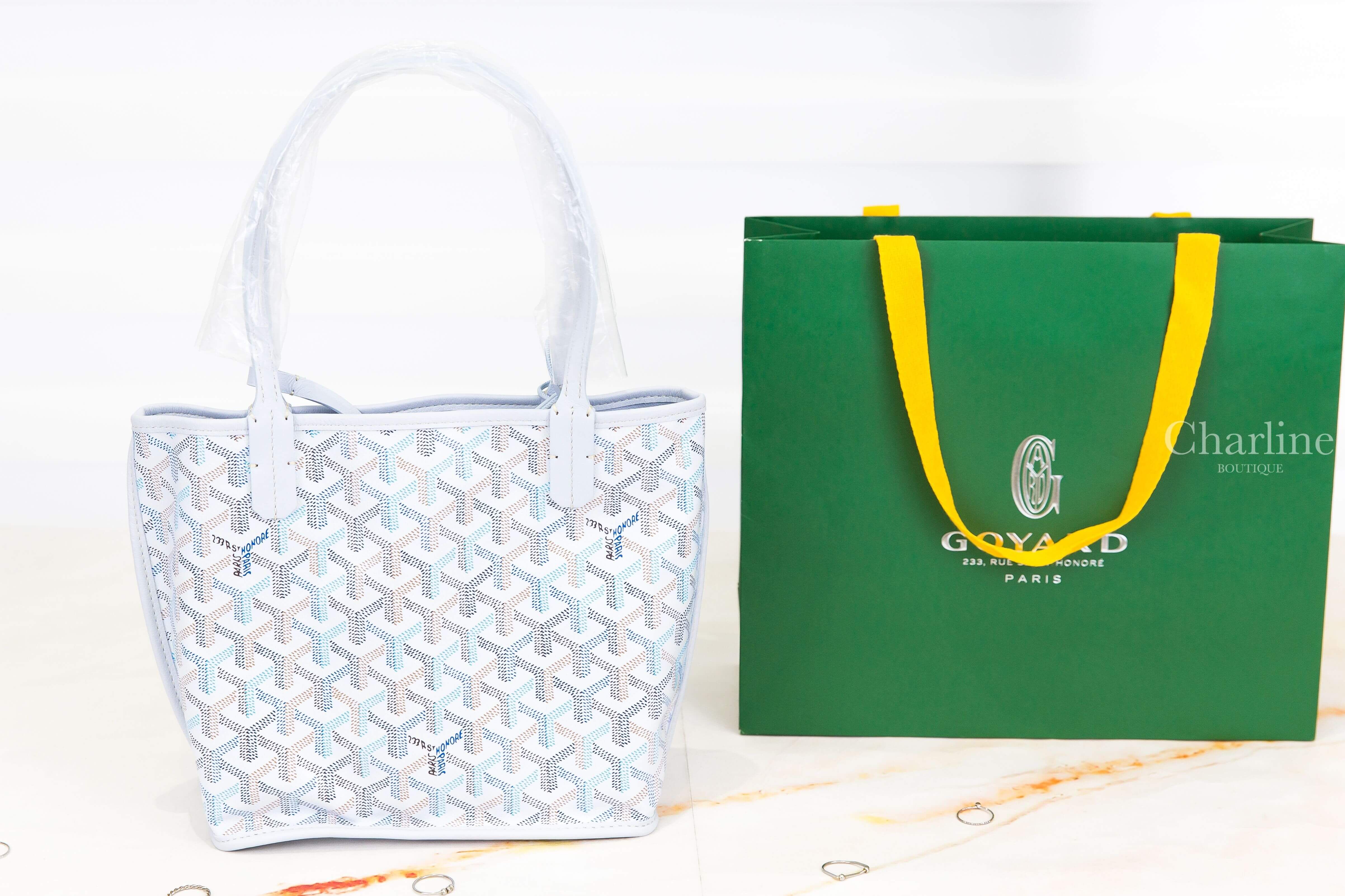Goyard Anjou Mini Bag Multicoloured 限定色極地藍帆布小牛皮同色提把迷你無拉鍊含包夾托特包-Charline Boutique 精品代購
