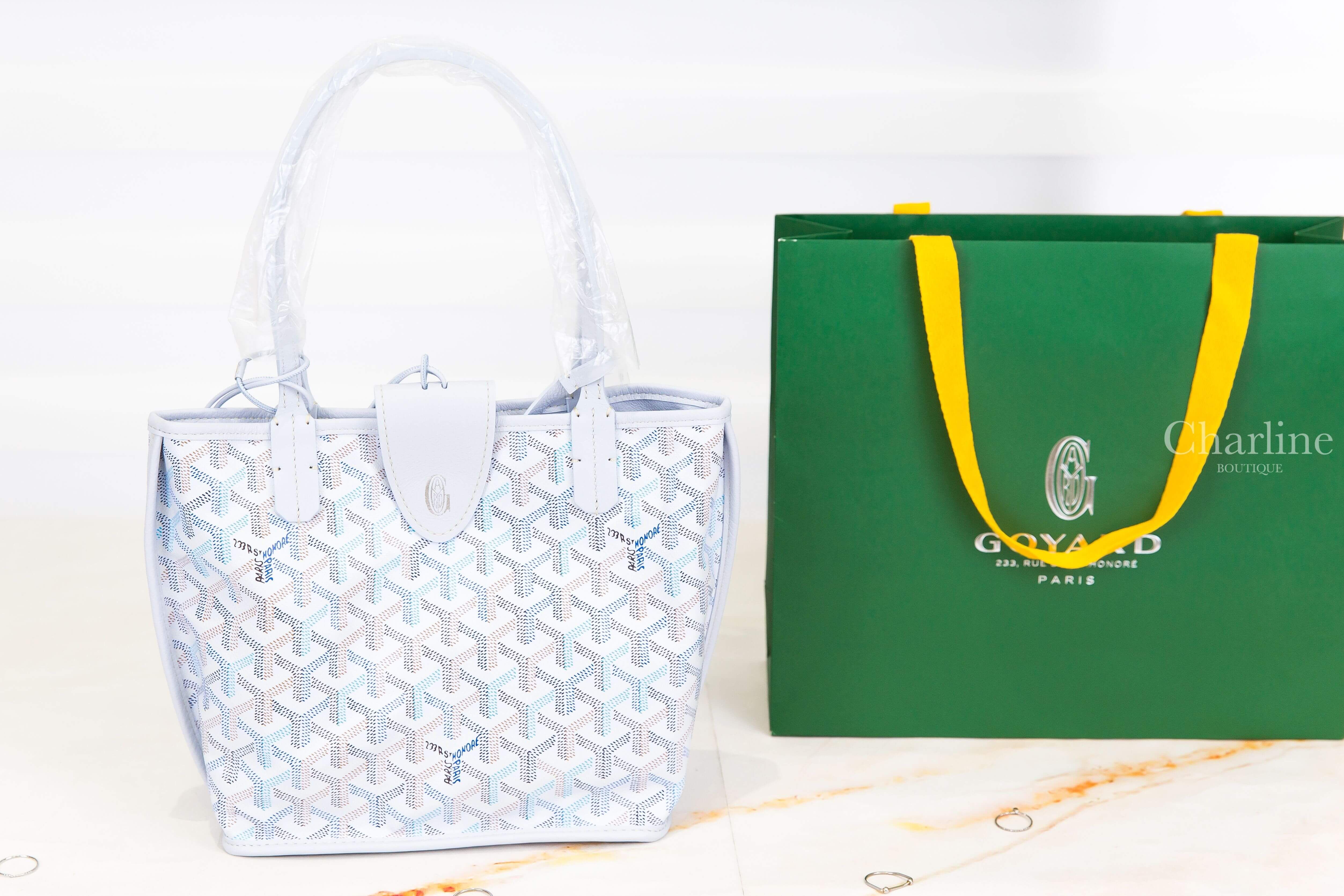 Goyard Anjou Mini Bag Multicoloured 限定色極地藍帆布小牛皮同色提把迷你無拉鍊含包夾托特包-Charline Boutique 精品代購