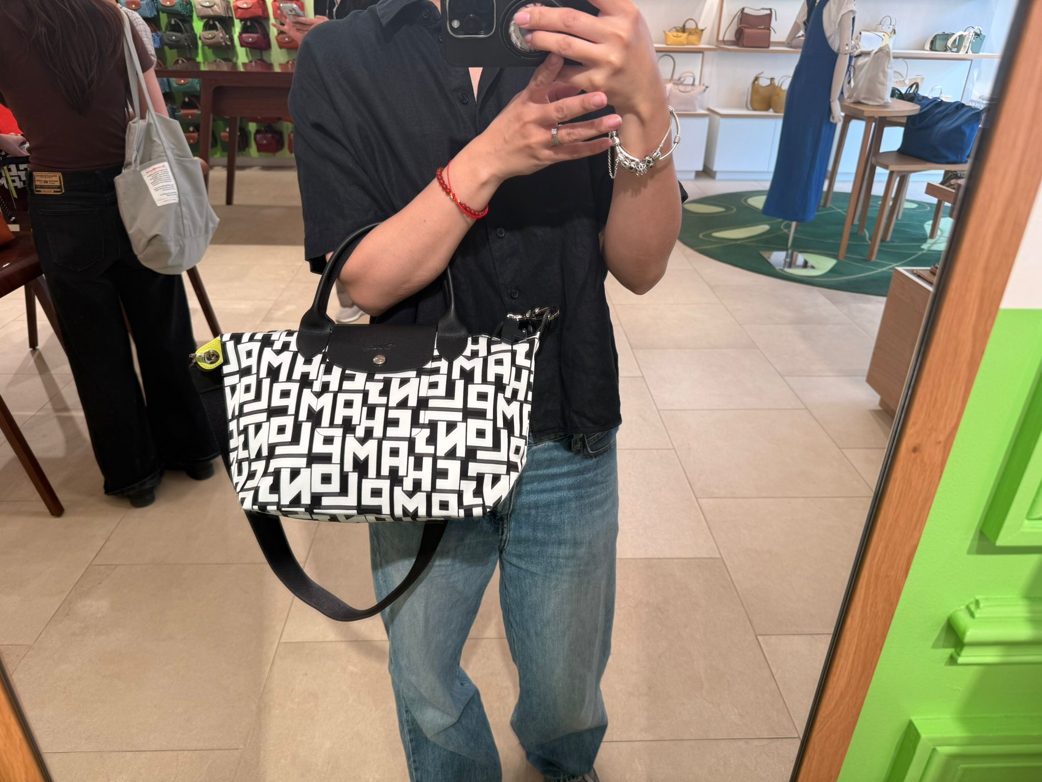 LYS01938 Longchamp Le Pliage 滿版字母尼龍兩用包