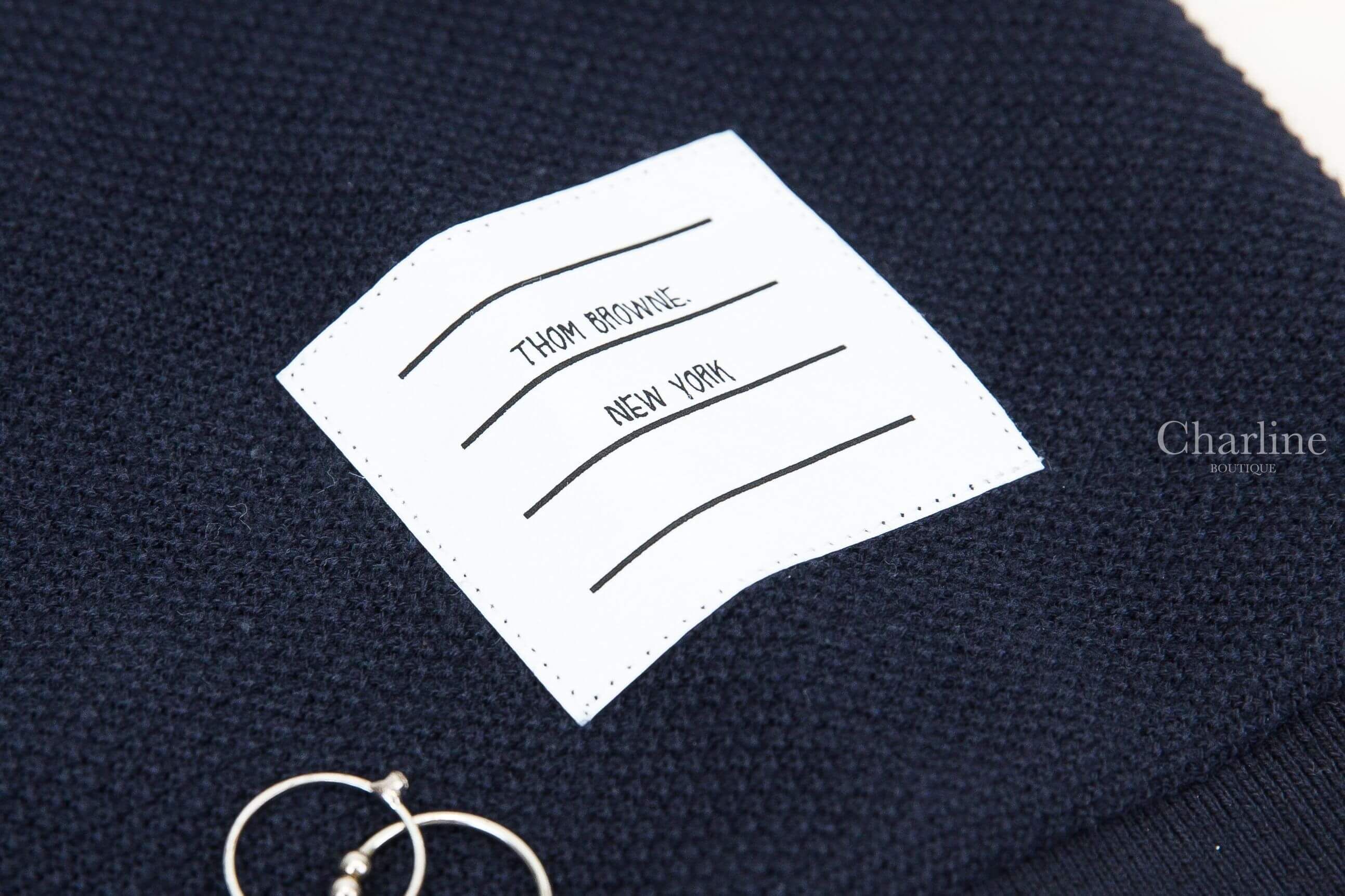 Thom Browne Textured Cotton Pique 4-Bar Tee 深藍色側邊白色四條橫紋棉質短袖上衣