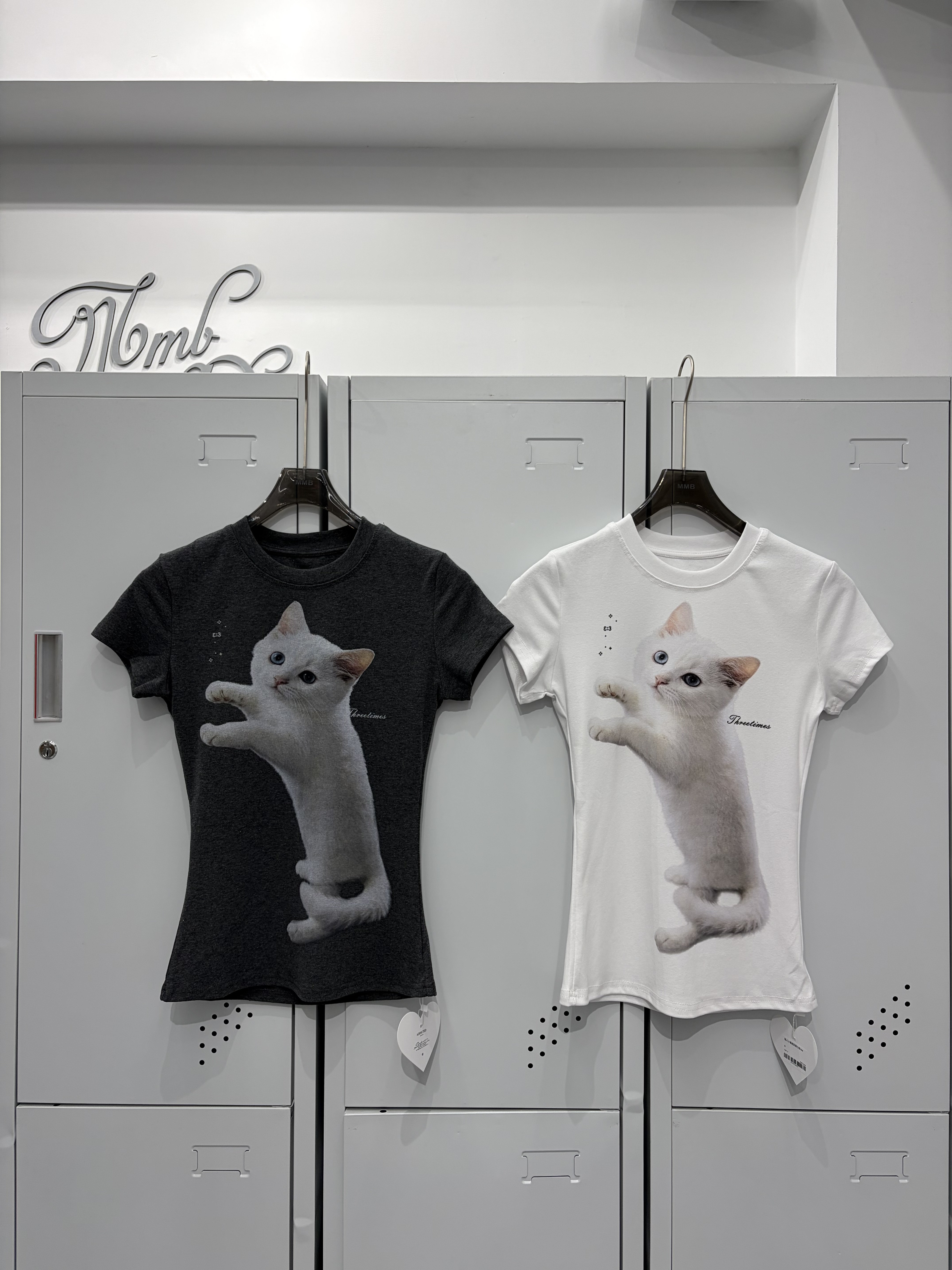 黏人小貓透氣彈力棉tee