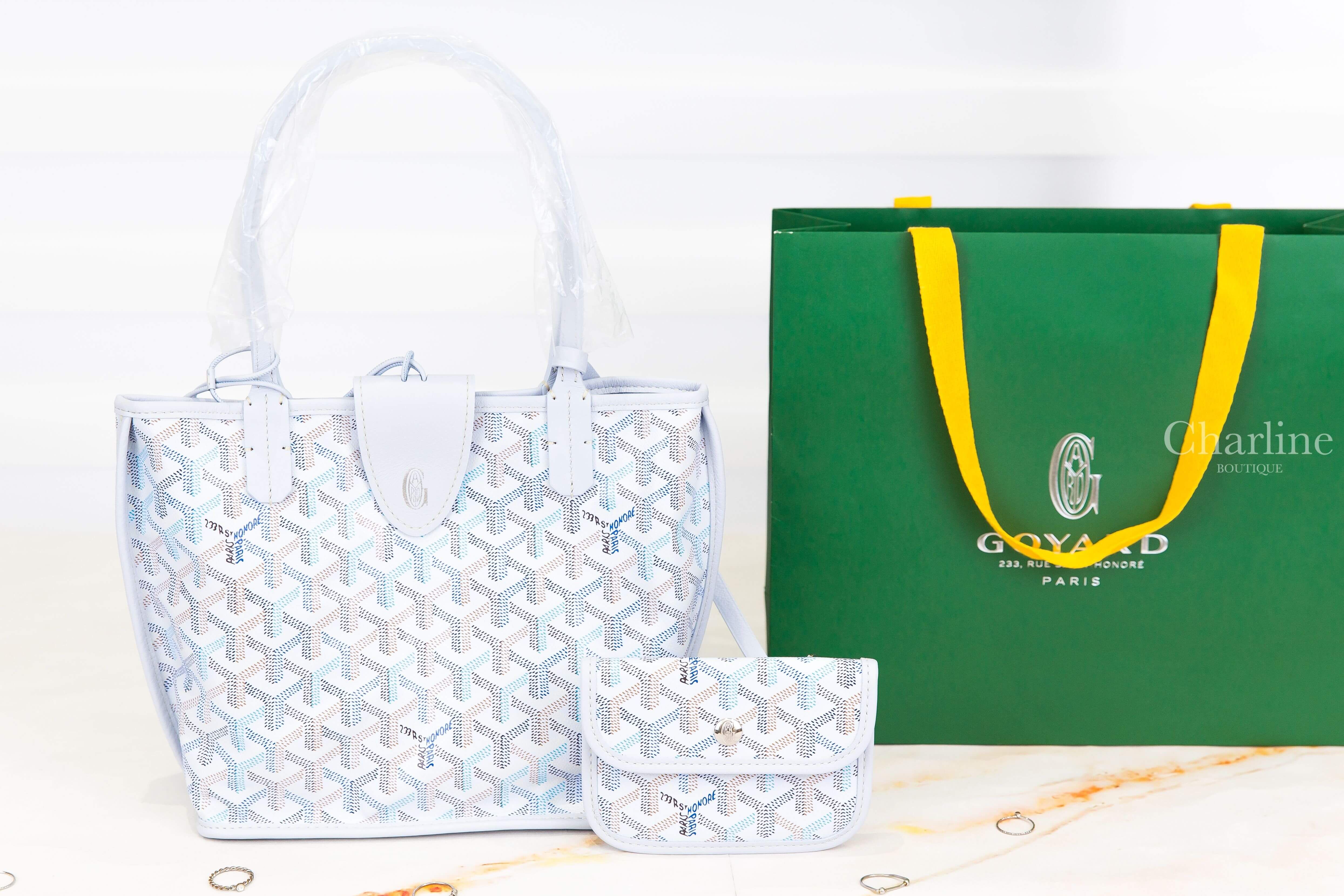 Goyard Anjou Mini Bag Multicoloured 限定色極地藍帆布小牛皮同色提把迷你無拉鍊含包夾托特包-Charline Boutique 精品代購