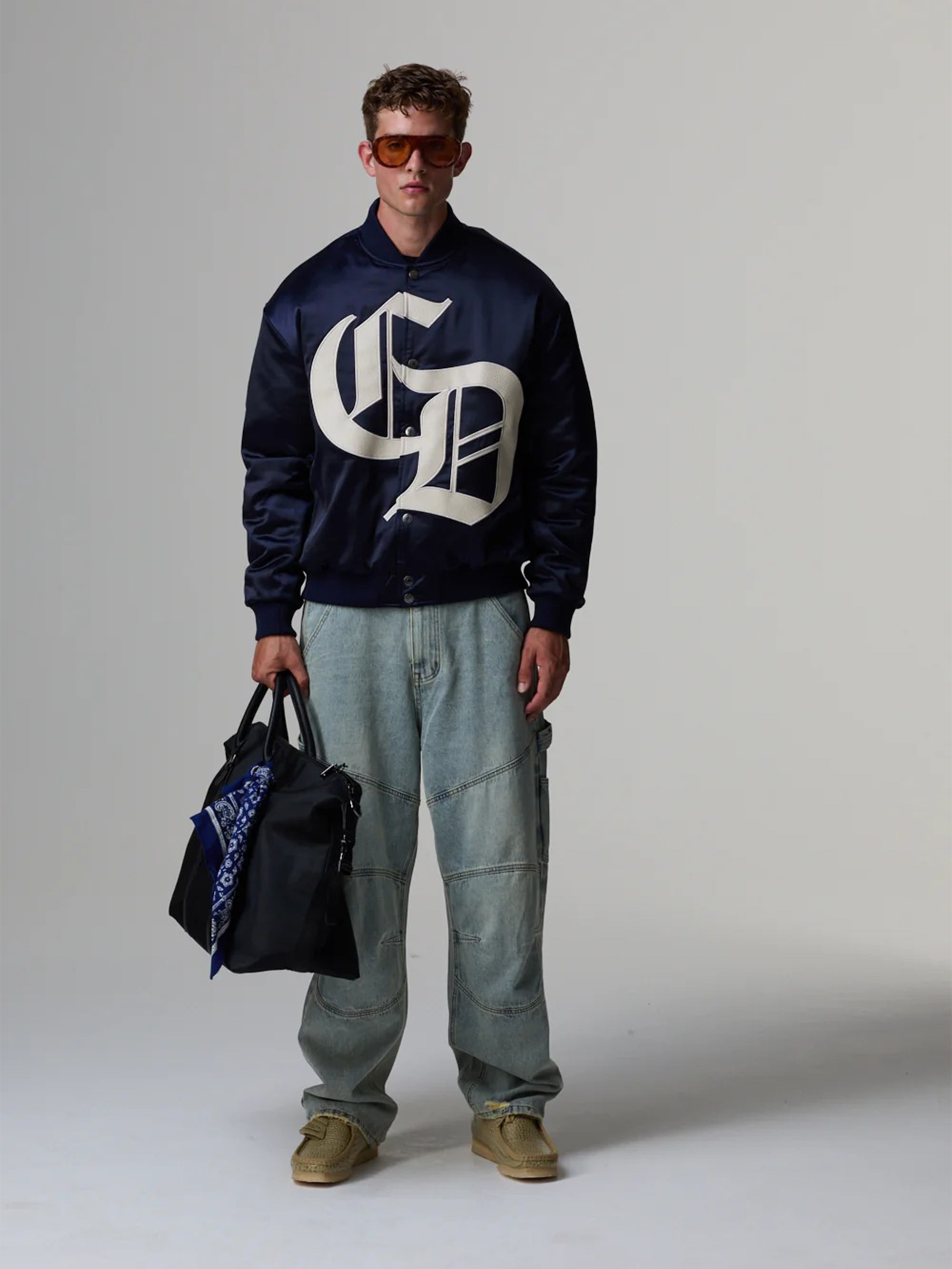 CRIMINAL DAMAGE XL LOGO SATIN BOMBER JACKET