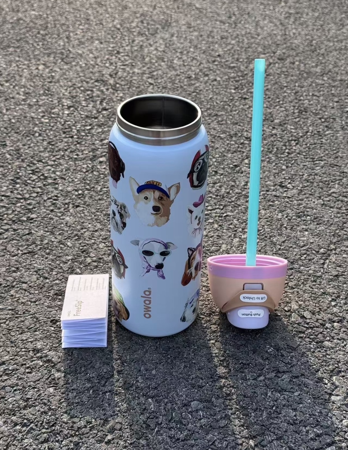 <狗勾爆擊🐶> OWALA FreeSip 狗狗拼貼 不鏽鋼保溫杯 直飲杯 吸管杯 32oz 946ml  (補照片)