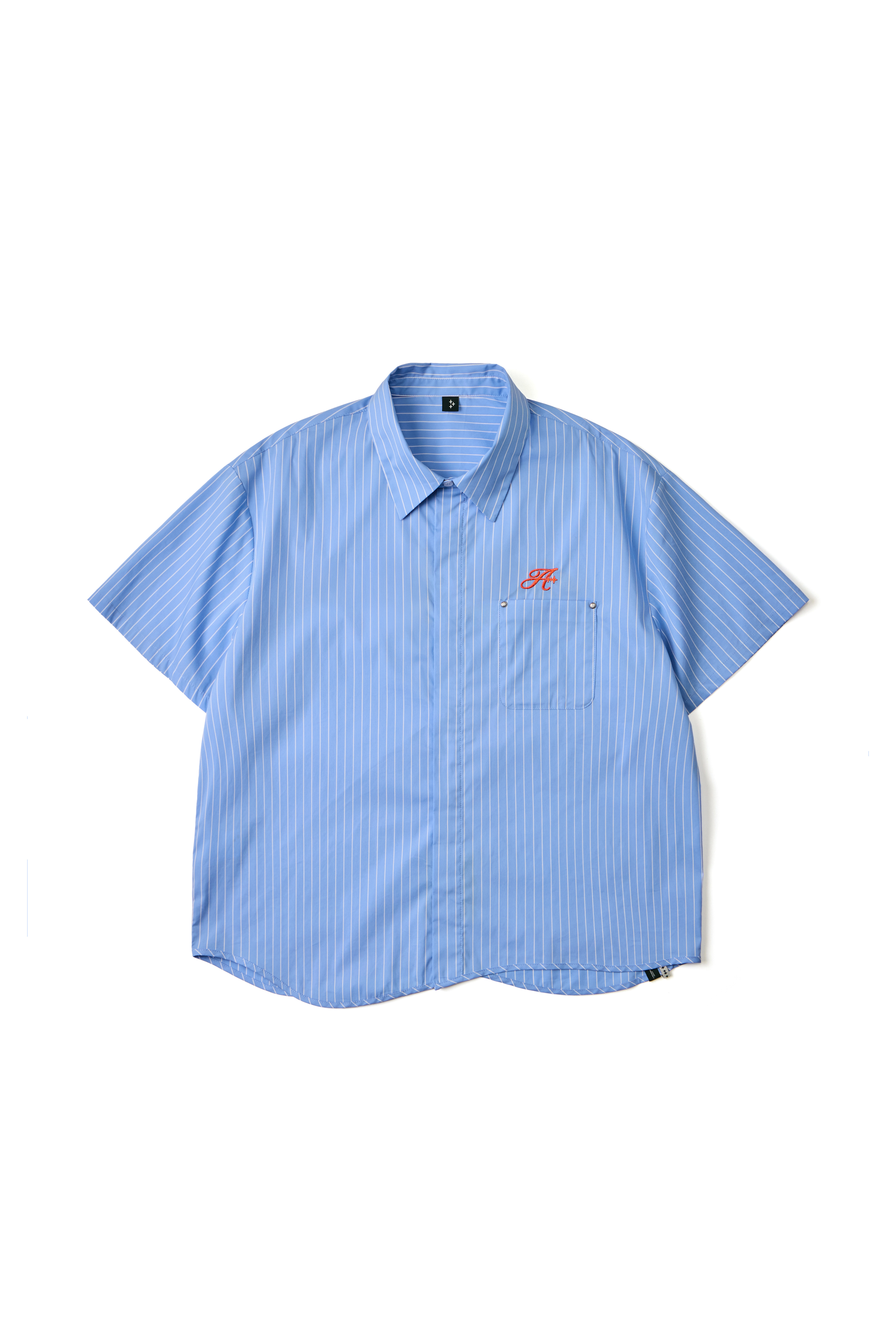 STRIPED CURSIVE SHIRT - BLUE