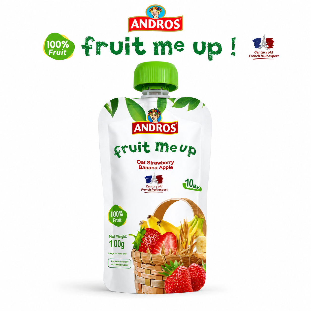 ANDROS FRUIT ME UP 果泥 (燕麥草莓香蕉蘋果) 100g 10M+