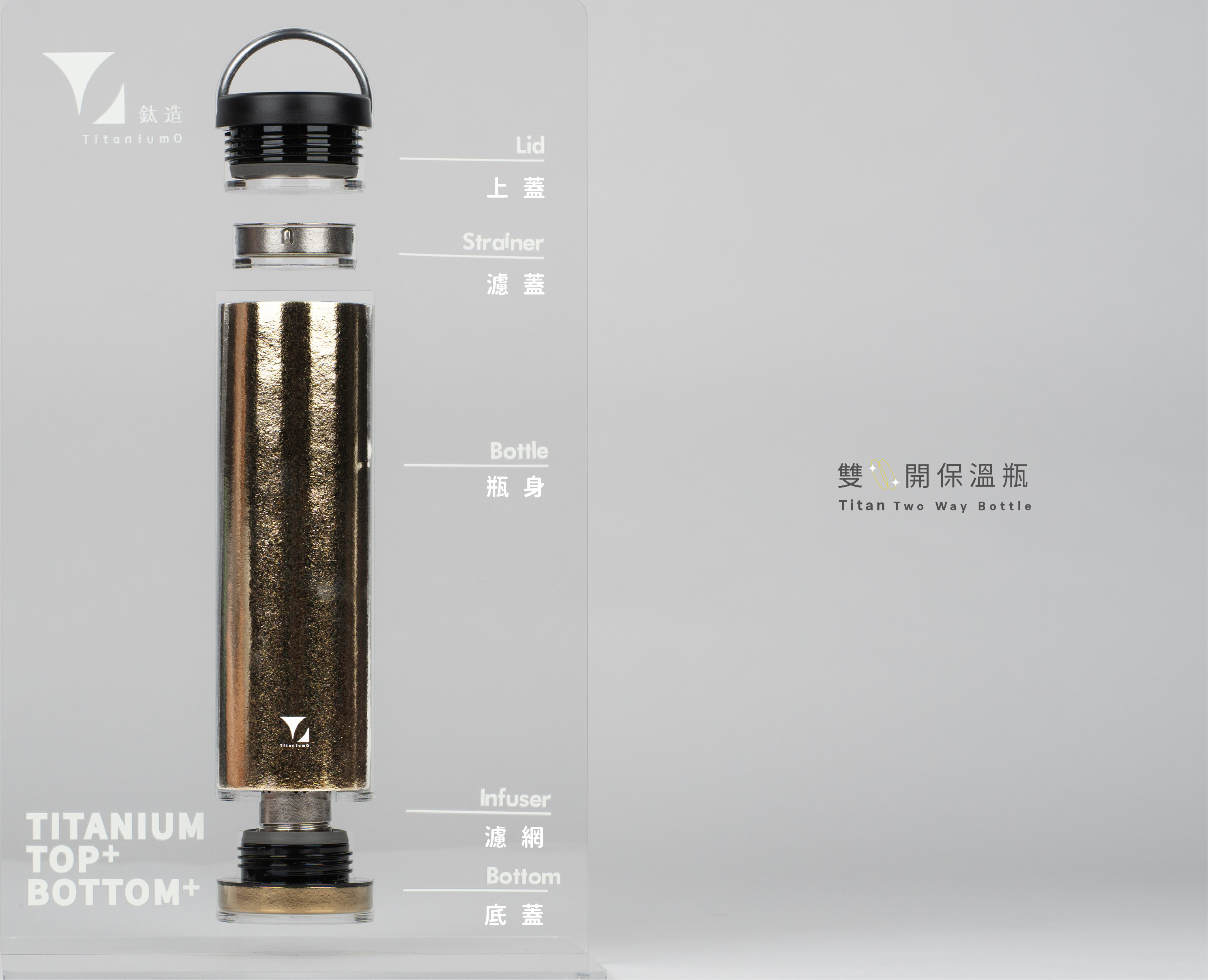 鈦造雙開瓶｜耀鈦系列｜鎏光金