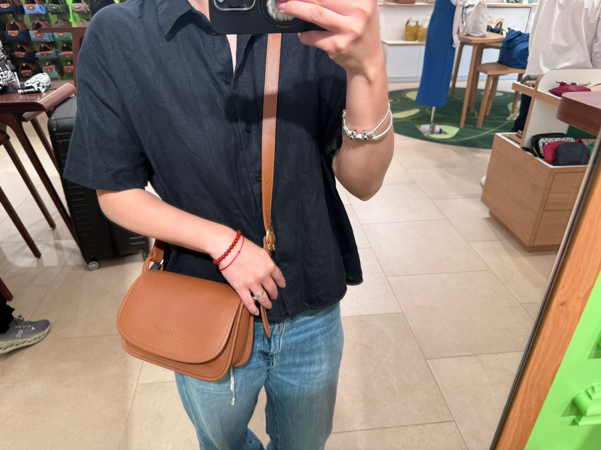 LYS01940 Longchamp 荔枝紋翻蓋馬鞍包