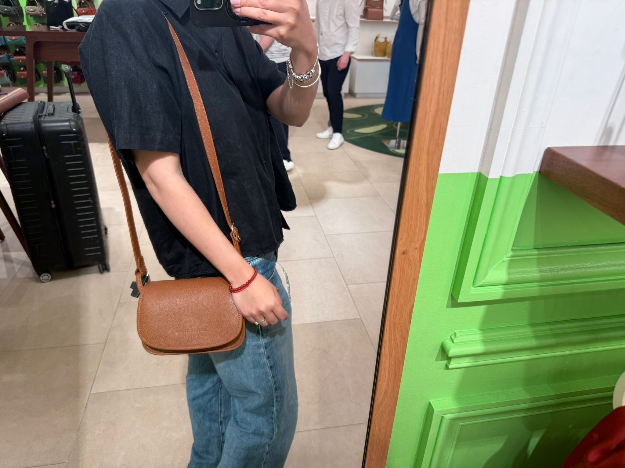 LYS01940 Longchamp 荔枝紋翻蓋馬鞍包