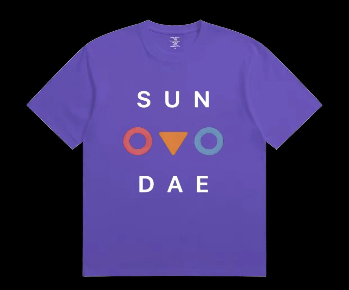 SD260617-A31-SUNVDAE四季LOGO全棉T恤潮牌單件落肩衣服-紫色