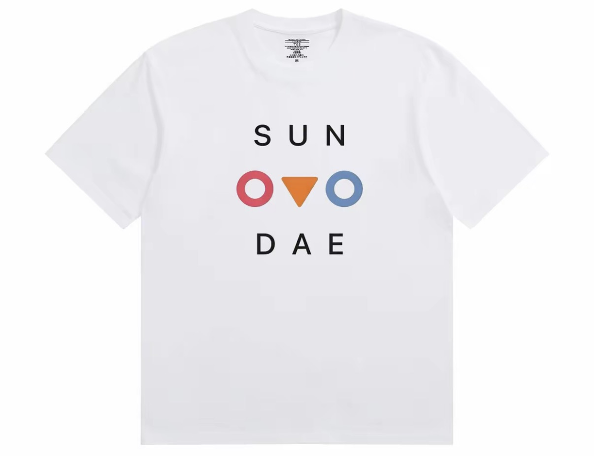 SD260617-A26-SUNVDAE四季LOGO全棉T恤潮牌單件落肩衣服-白色