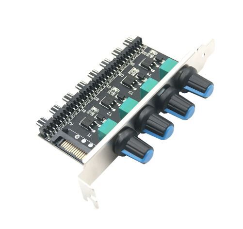 PCI 4路風扇調速器 8路 旋鈕式主機散熱控制器 支援3Pin/4Pin 機殼風扇調速 SATA供電 全高擋板