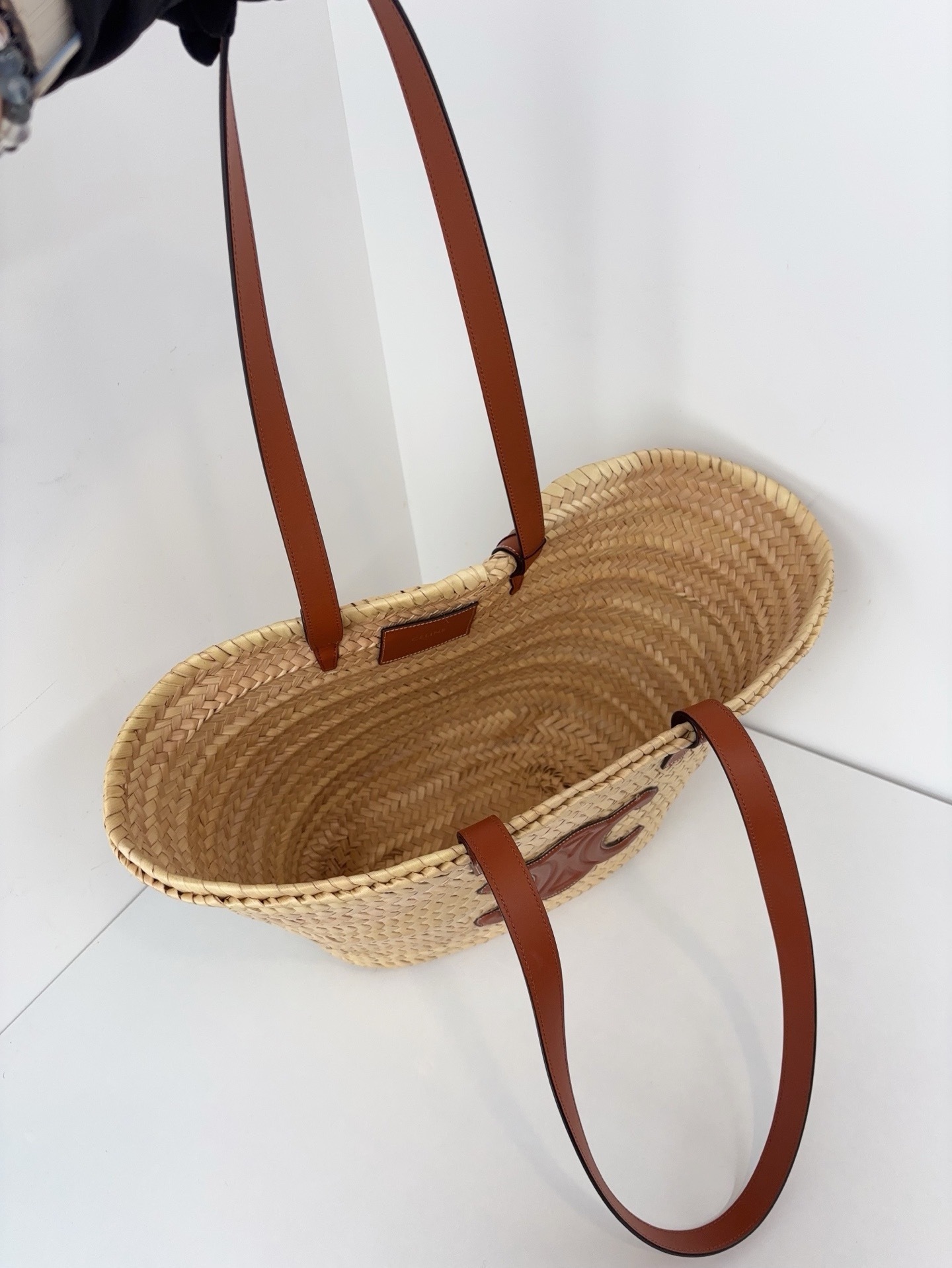 【99新】Celine 凱旋門焦糖草編菜籃子 Triomphe Tote