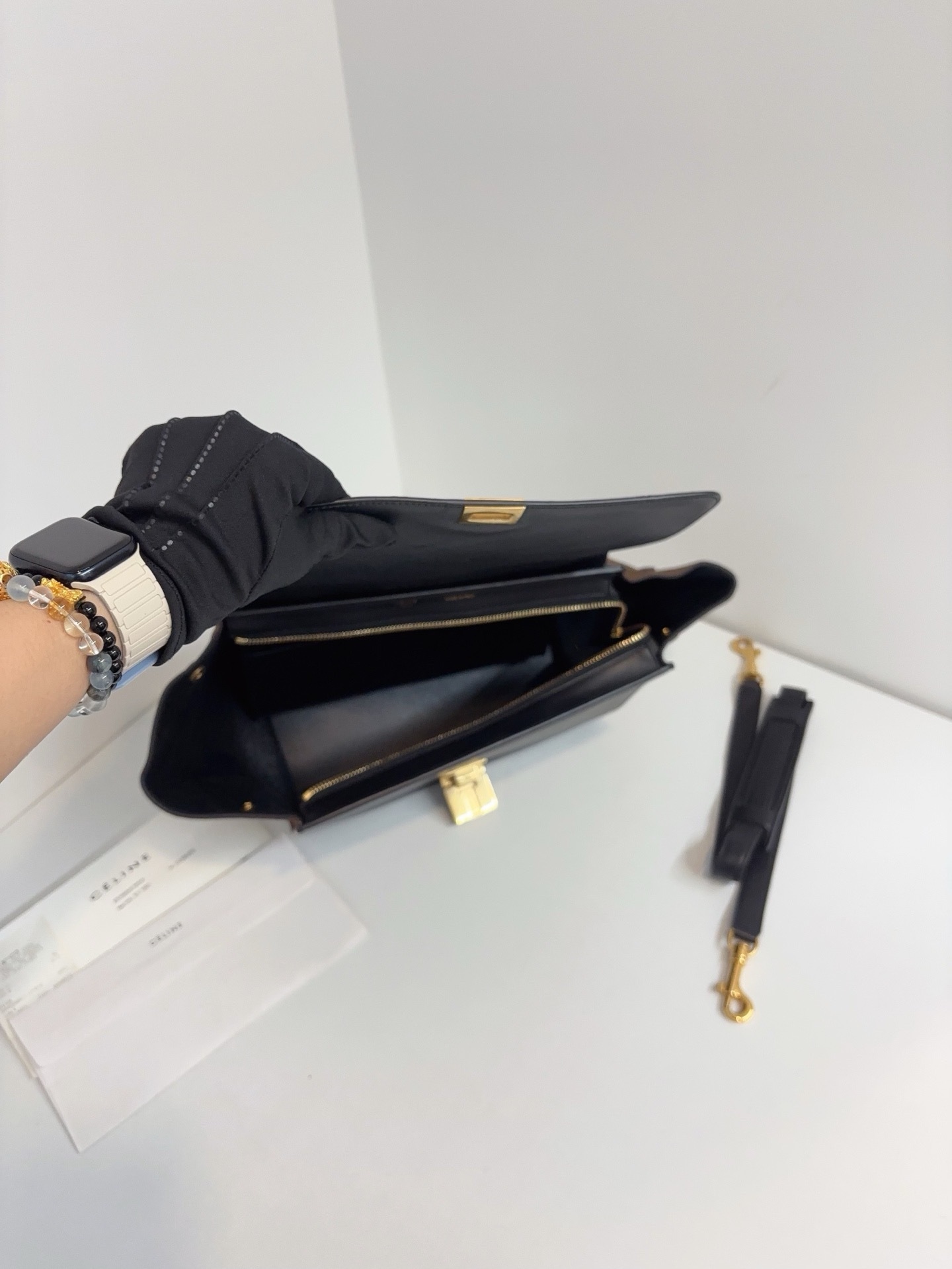 【98新】Celine trapeze 蛇皮拼棕色鞦韆包