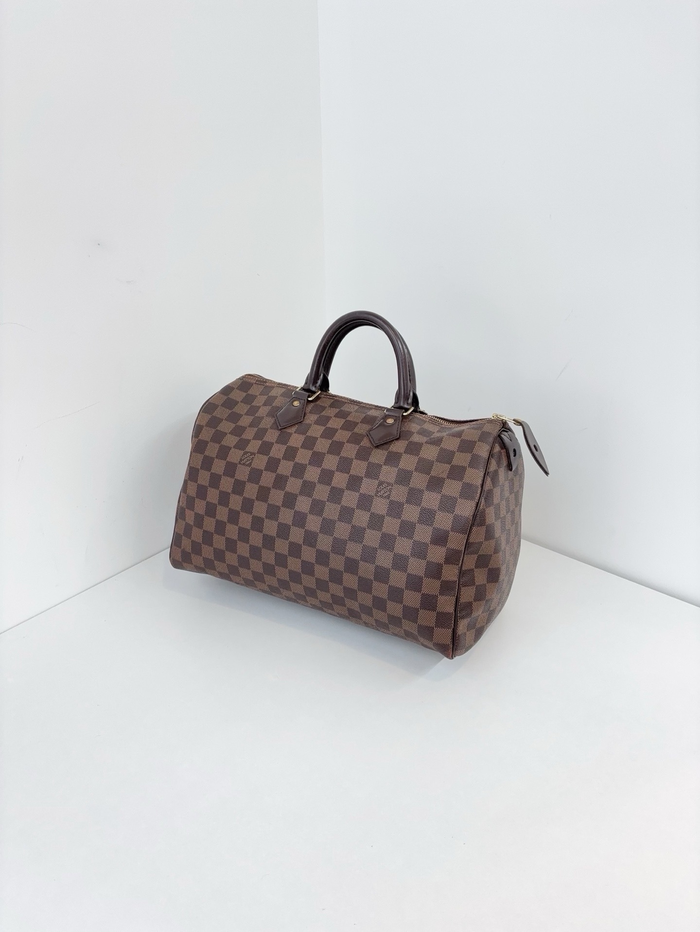 【97.98新】LV棕棋盤格speedy35 波士頓包枕頭包手提包