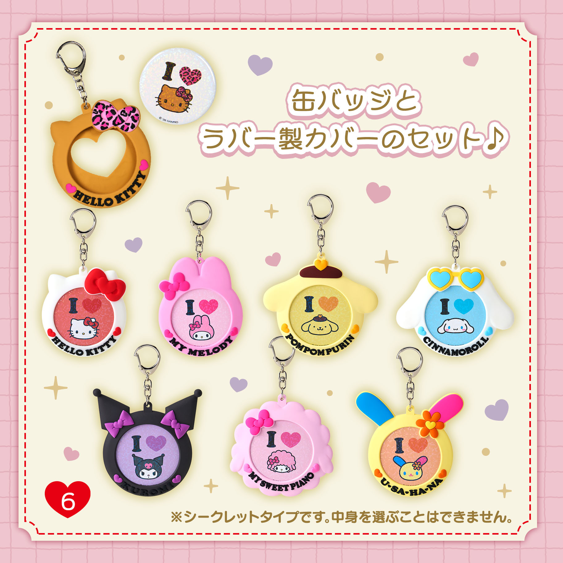 日本 Sanrio I love Sanrio characters 系列 襟章連收納匙扣盲盒 (可揀款)