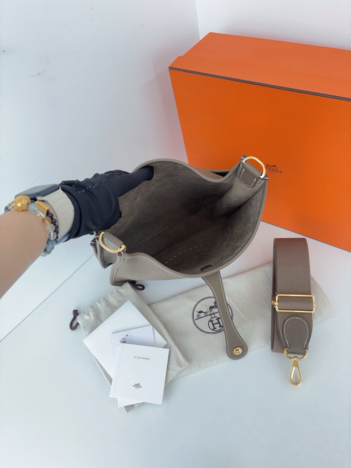 【99新】Hermes Evelyne29 大象灰金扣