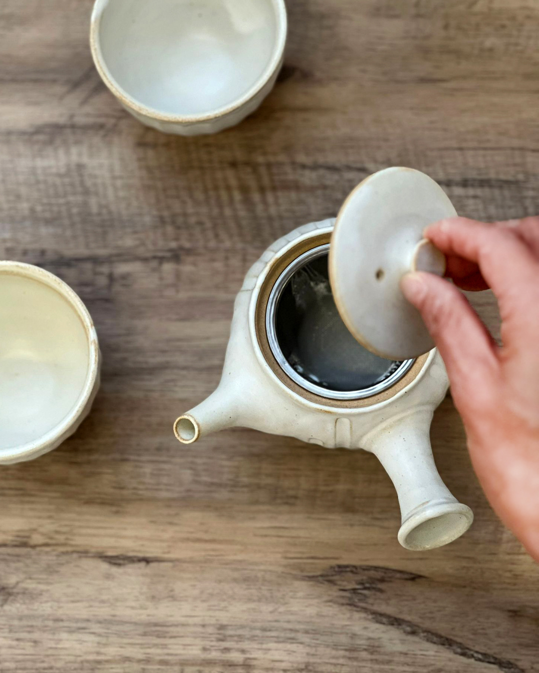 益子燒 側手茶具(茶壺 & 杯2隻)｜職人 若林健吾