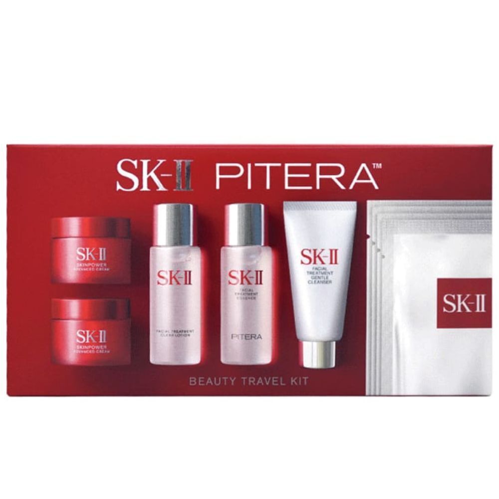 SK2 體驗中樣九件套 旅行便携套盒（滋潤面霜15ML*2+清瑩露30ML+神仙水30ML+潔面20G+面膜4片）[平行進口] 4979006107685