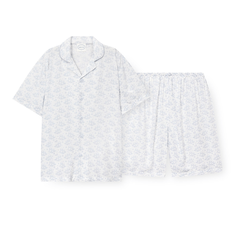 ORCITÉ｜[短袖睡衣|男裝款]  H114自帶冰涼感 夏天超舒服 人造絲田園狗狗睡衣 關鍵字：O397