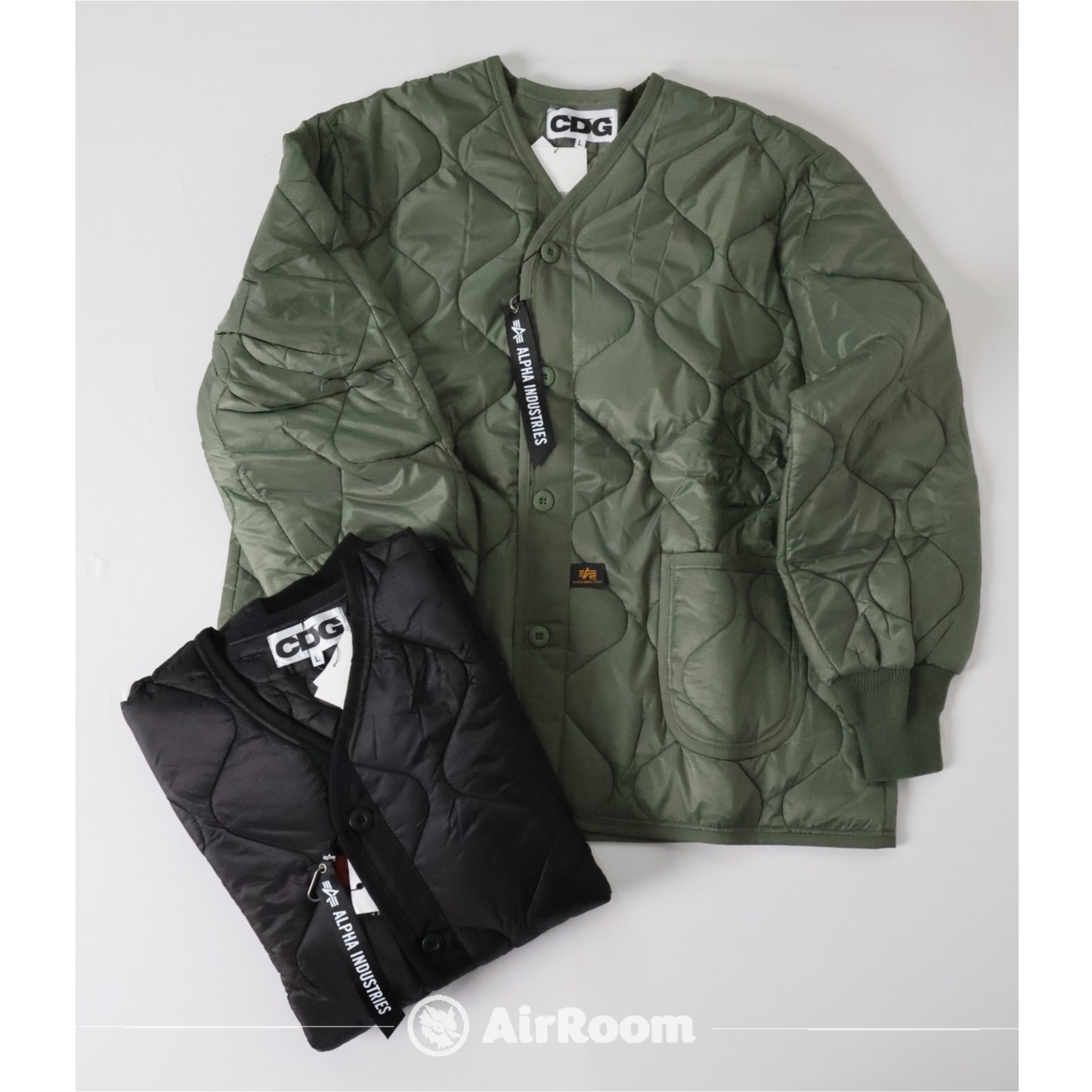 2024AW COMME DES GARCONS CDG Alpha Industries Liner Jacket 川久保玲 菱格紋 尼龍 無領 外套 聯名 現貨 SZ-J030-051