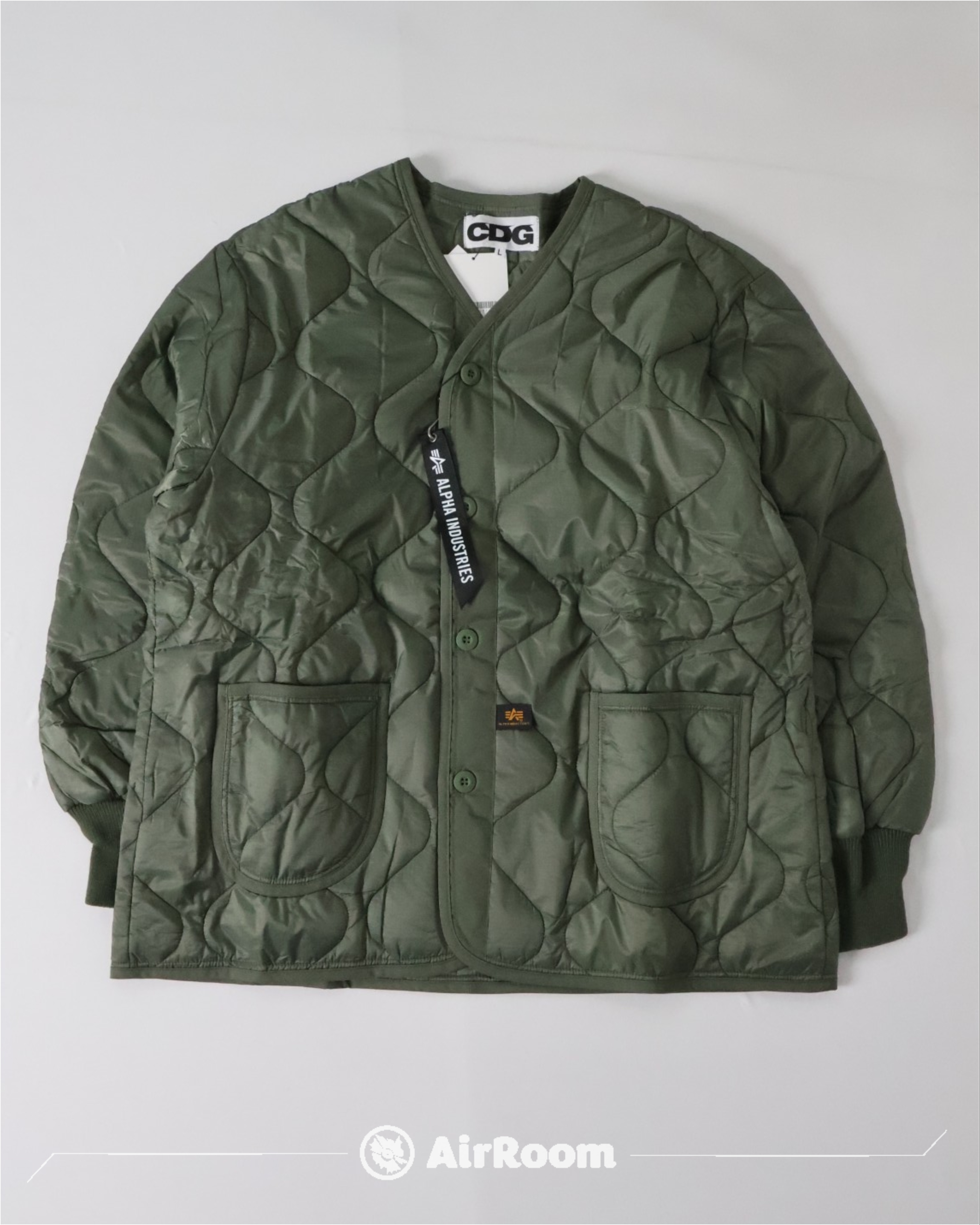 2024AW COMME DES GARCONS CDG Alpha Industries Liner Jacket 川久保玲 菱格紋 尼龍 無領 外套 聯名 現貨 SZ-J030-051