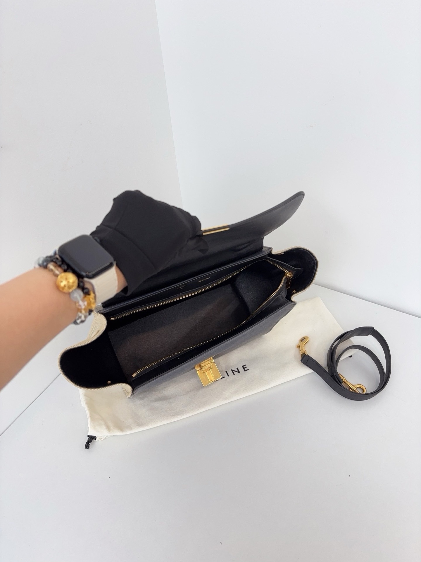 【98新】Celine Trapeze 帆布拼色鞦韆包