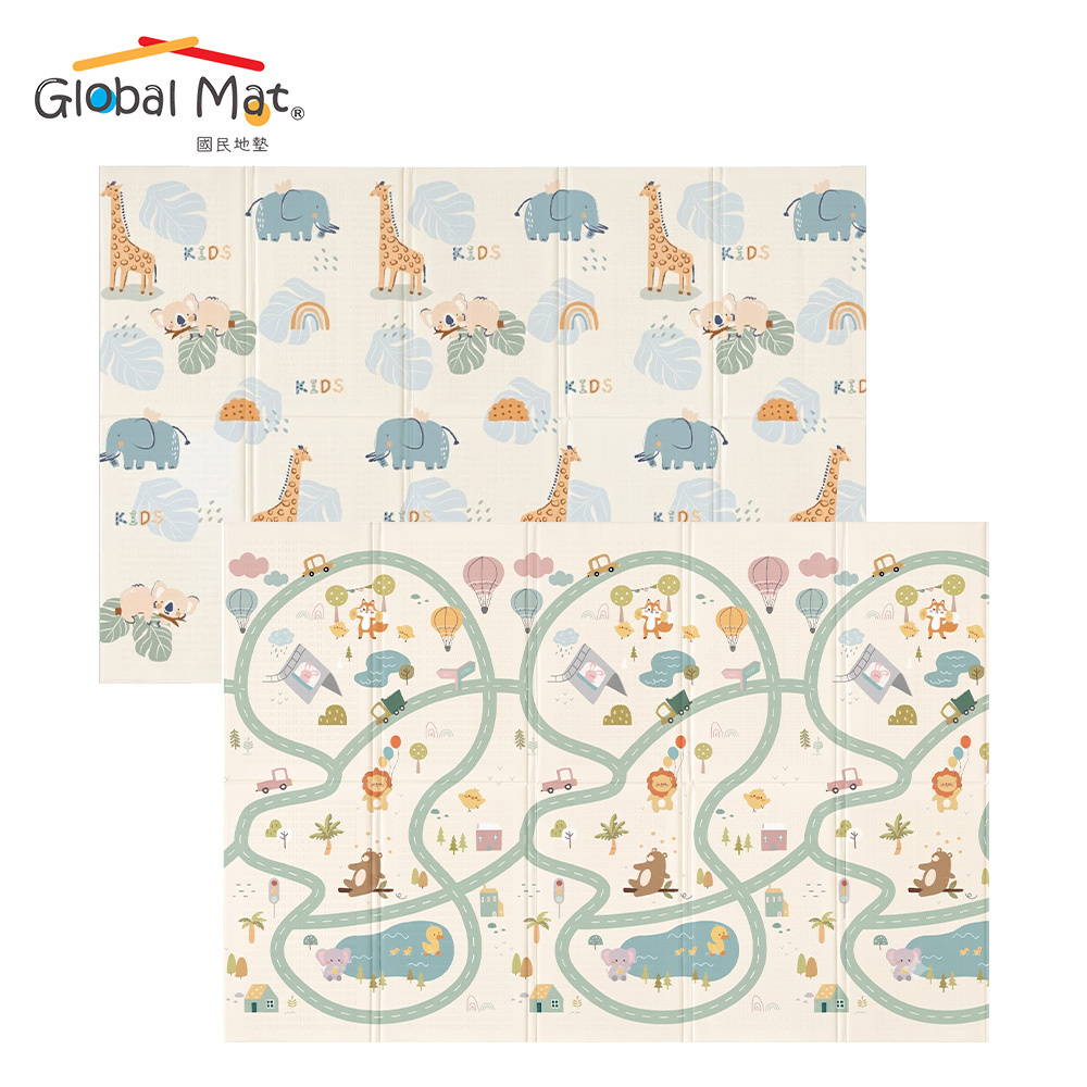 免運【 Global mat 】國民地墊 XPE 經典款 2cm 加厚雙面摺疊墊 - 森林軌道 P1 (200 x 150)