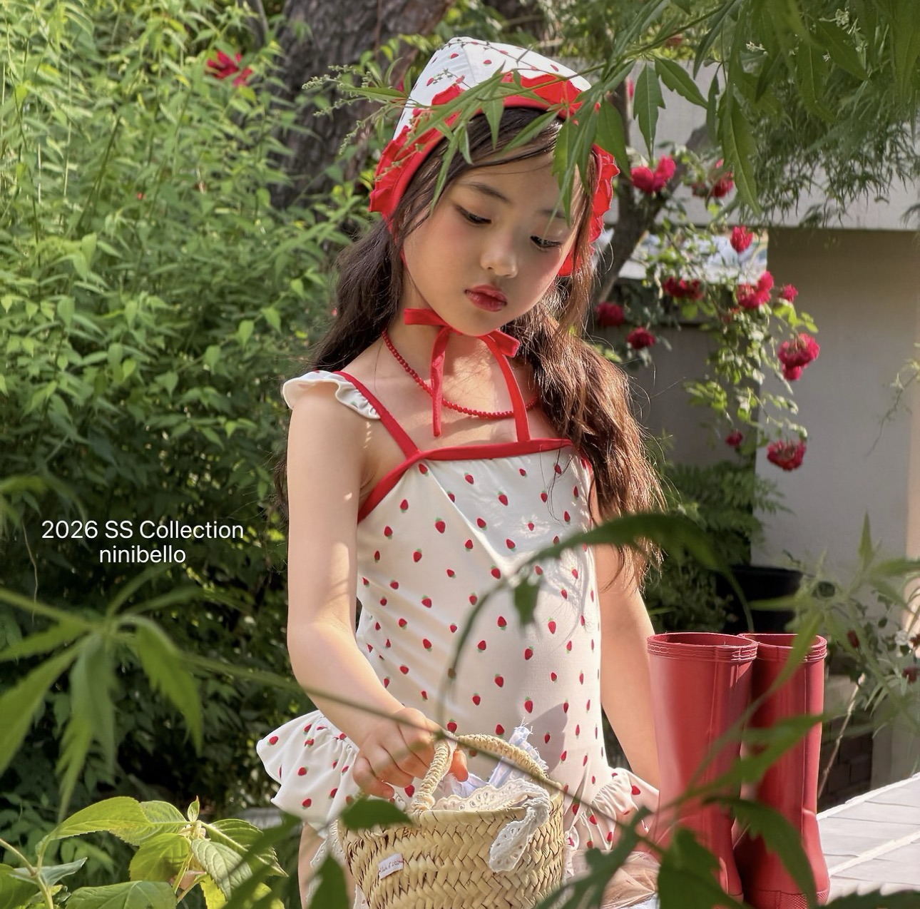 Ninibello Rosy Berry Swimwear（With Bonnet）